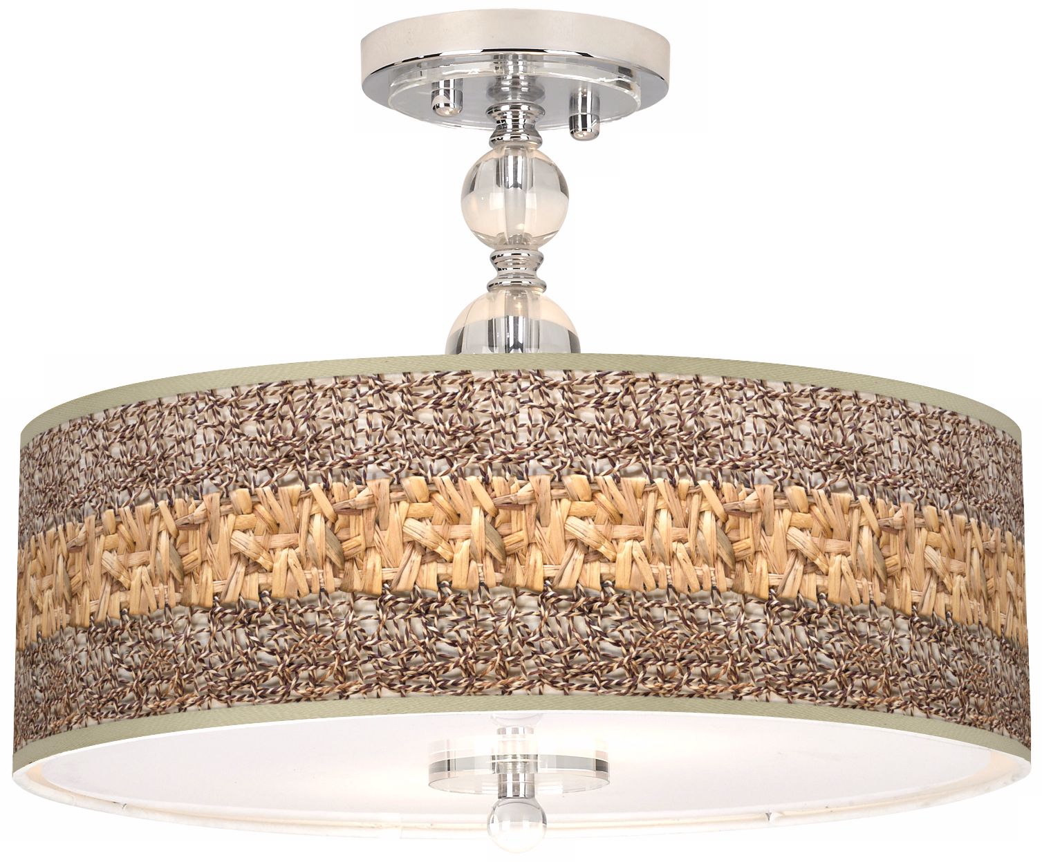 Woven Fundamentals Giclee 16" Wide Semi-Flush Ceiling Light