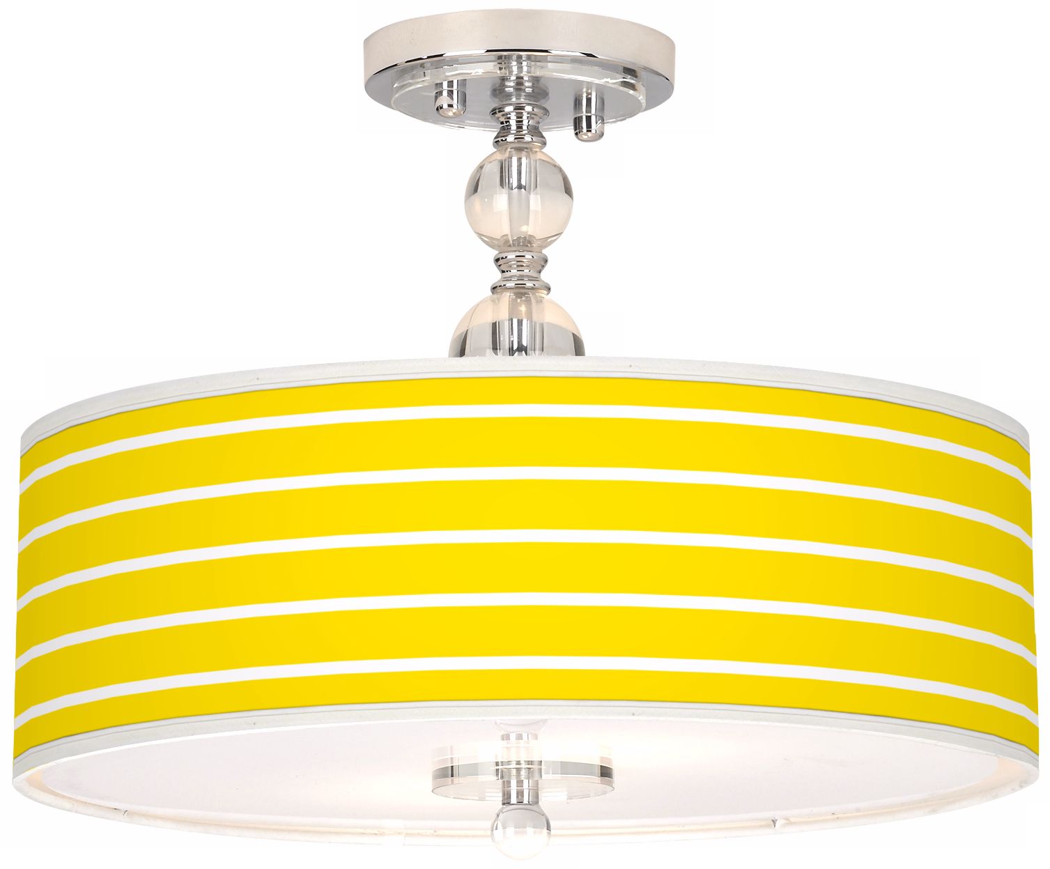Vivid Yellow Stripes 16" Wide Semi-Flush Ceiling Light