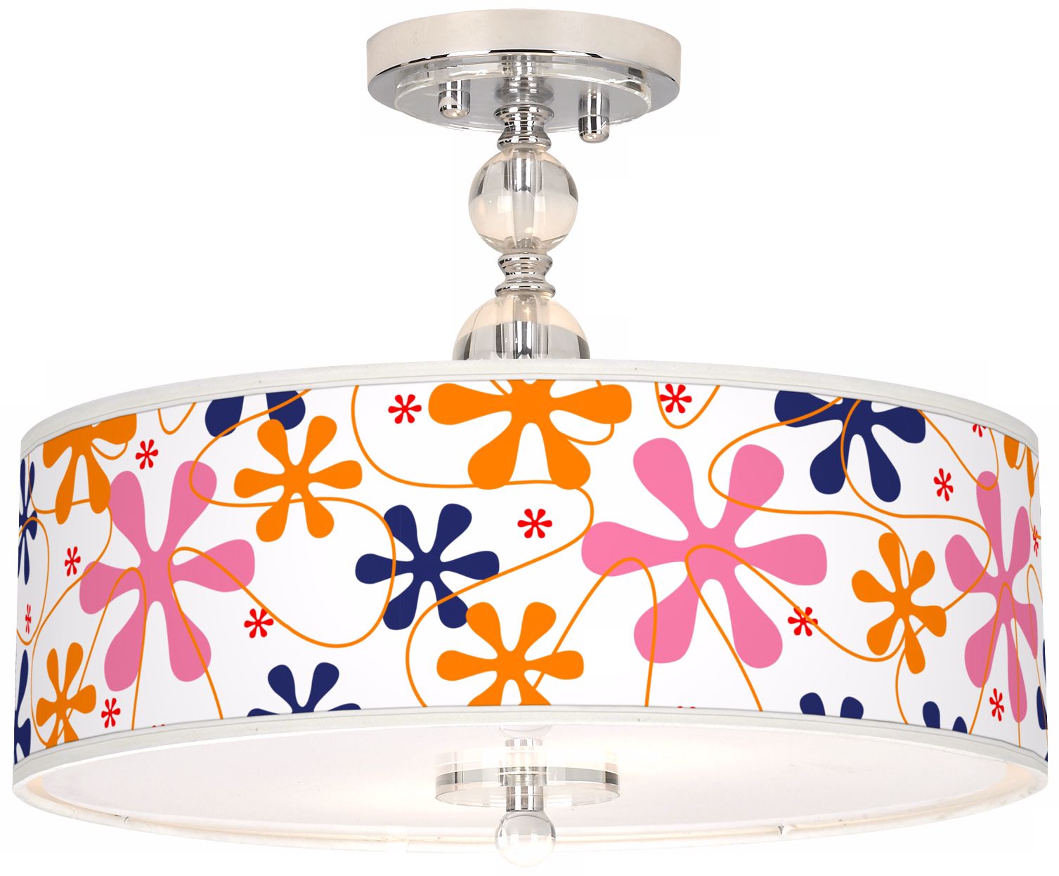 Retro Pink Giclee 16" Wide Semi-Flush Ceiling Light