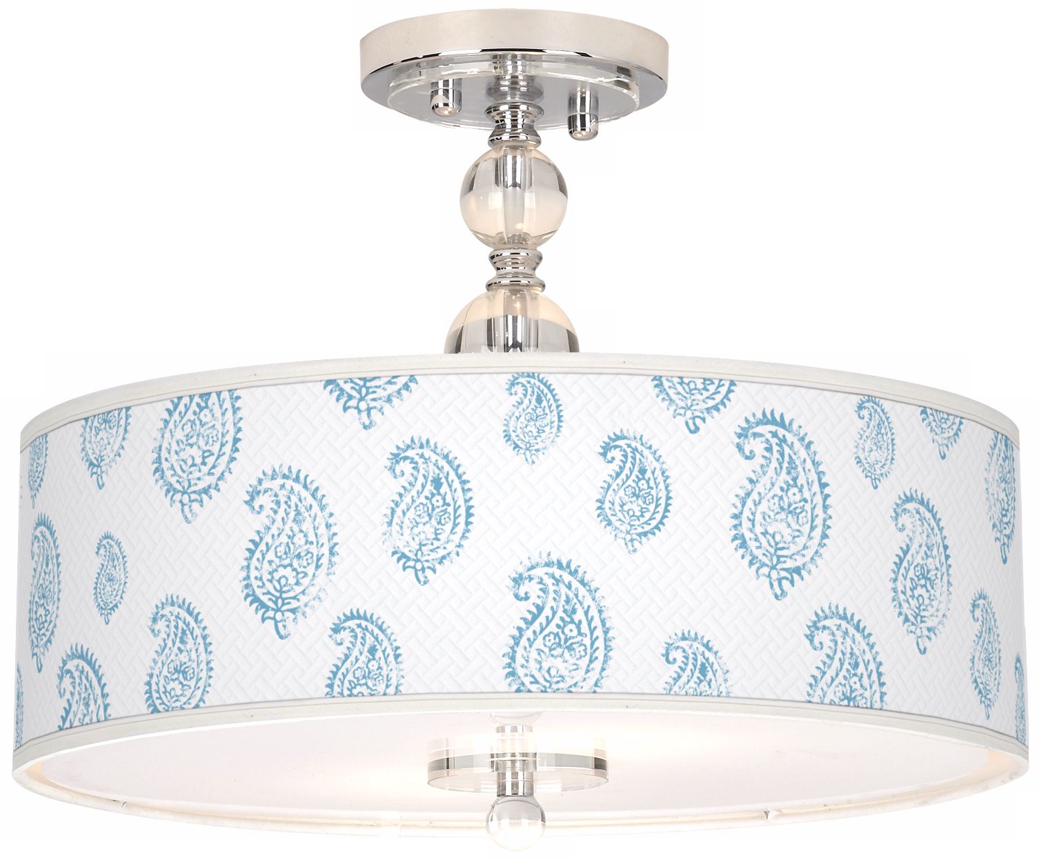 Paisley Snow Giclee 16" Wide Semi-Flush Ceiling Light