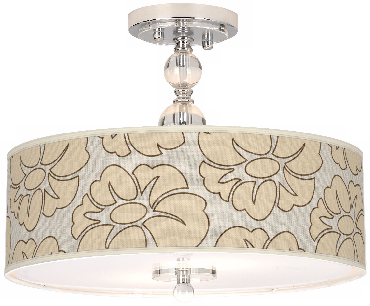 Floral Silhouette Giclee 16" Wide Semi-Flush Ceiling Light