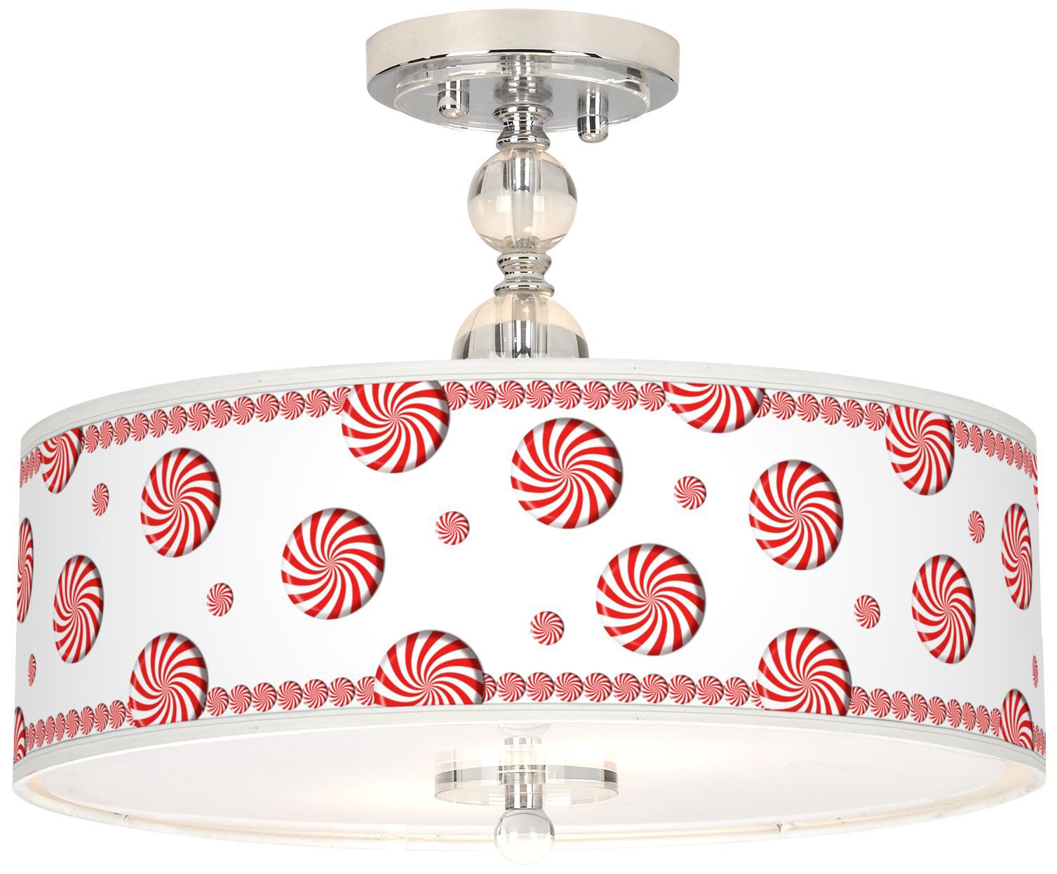Peppermint Pinwheels Giclee 16" Semi-Flush Ceiling Light