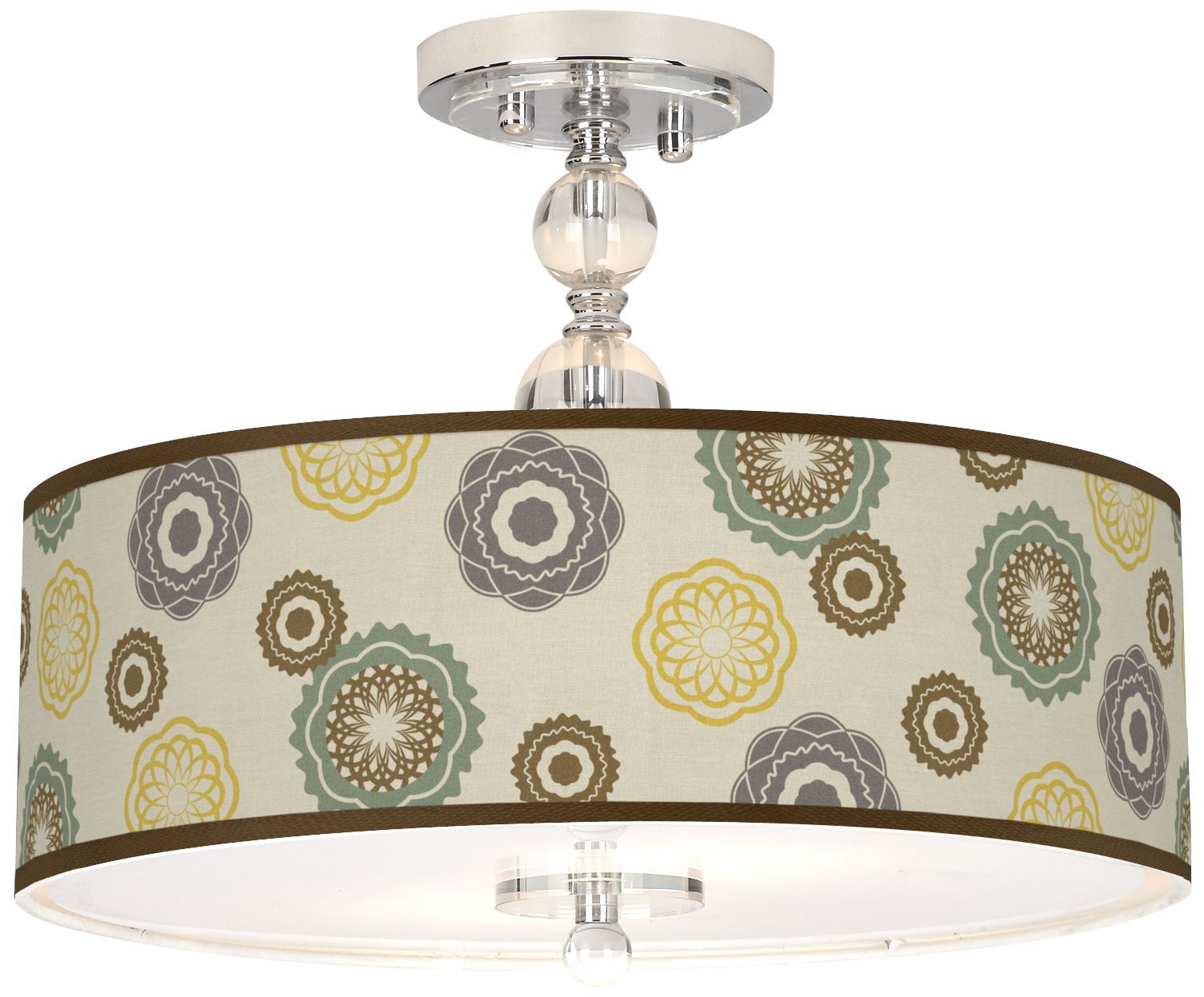Ornaments Linen Giclee 16" Wide Semi-Flush Ceiling Light