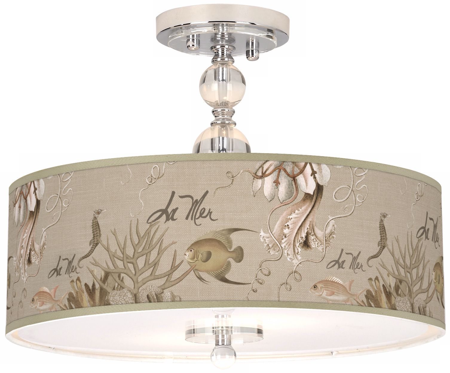 La Mer Jellyfish Giclee 16" Wide Semi-Flush Ceiling Light