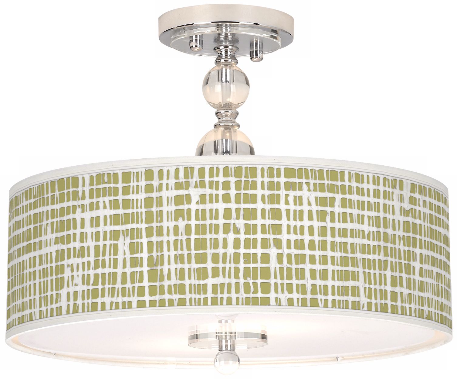 Ecru Screen Linen Giclee 16" Wide Semi-Flush Ceiling Light