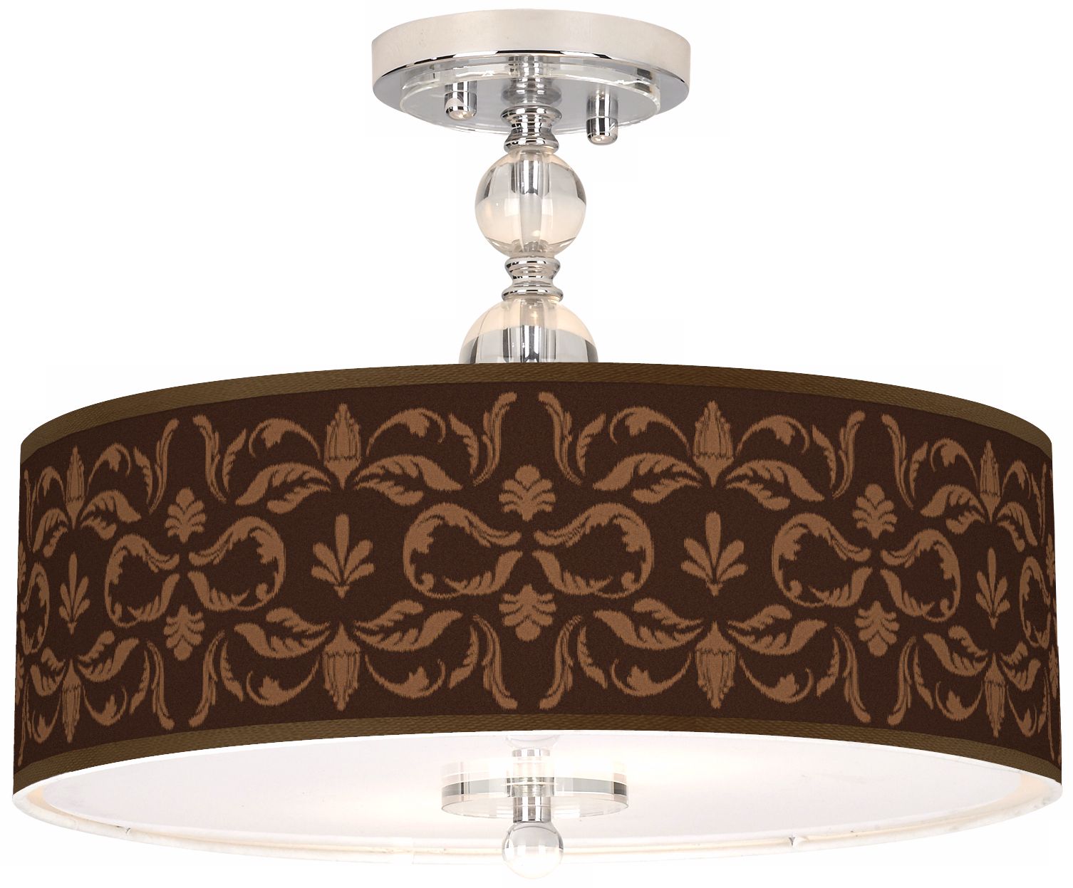 Mocha Flourish Linen 16" Wide Semi-Flush Ceiling Light