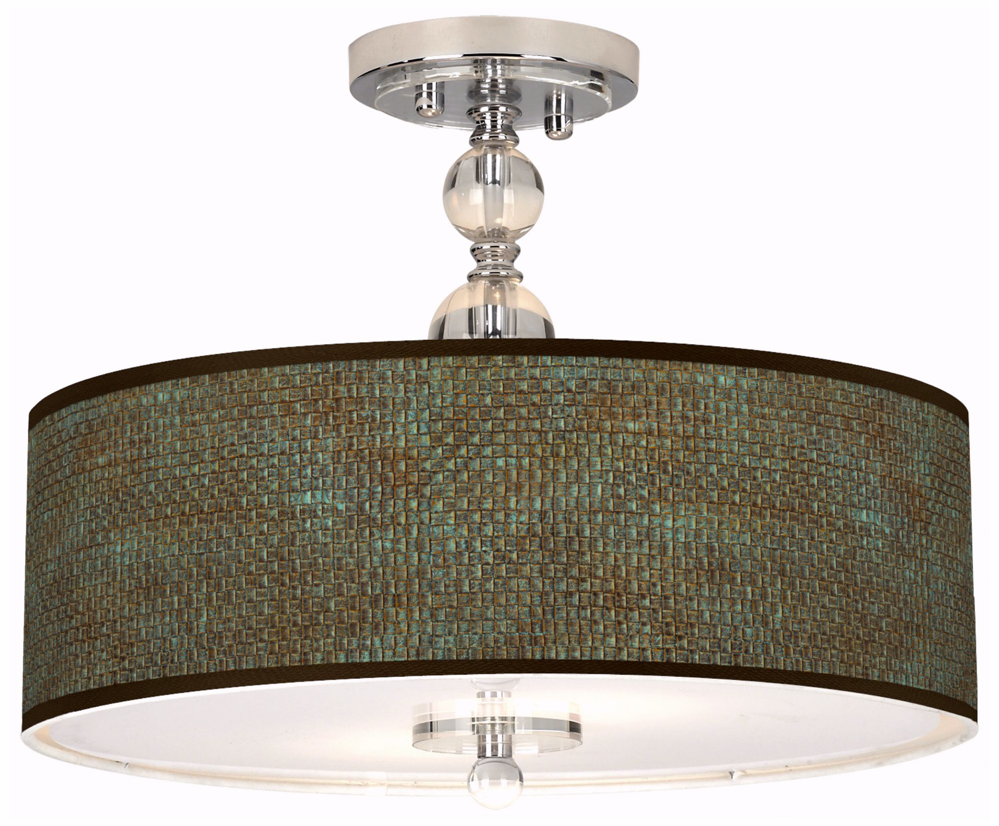 Interweave Patina Giclee 16" Wide Semi-Flush Ceiling Light