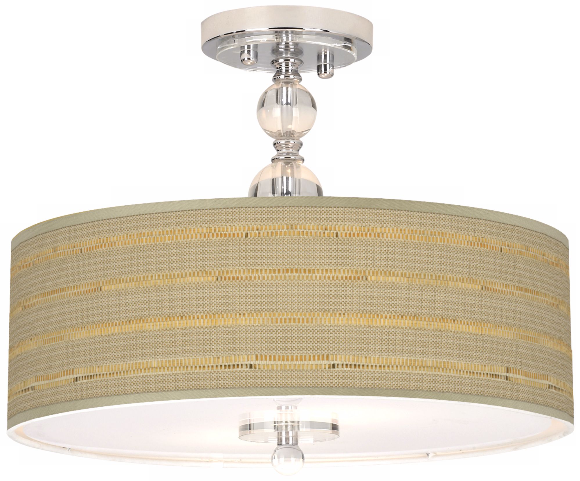 Woven Reed Giclee 16" Wide Semi-Flush Ceiling Light