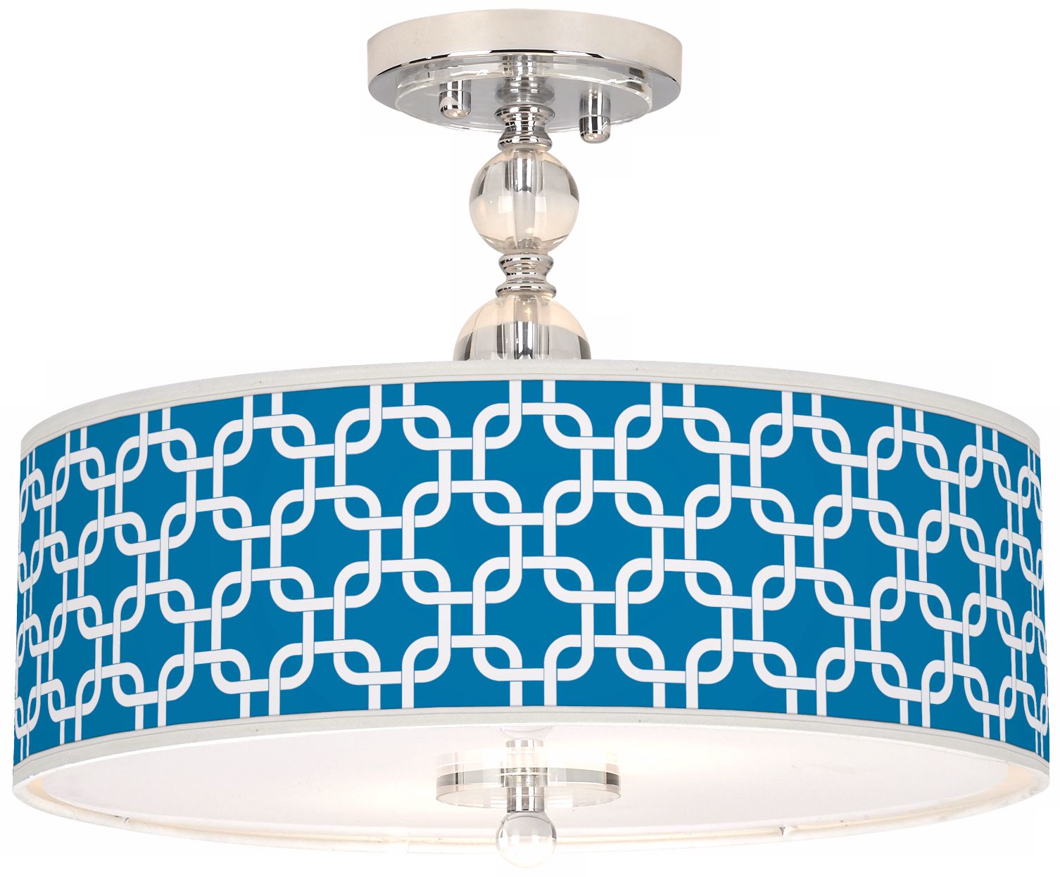 Blue Lattice Giclee 16" Wide Semi-Flush Ceiling Light