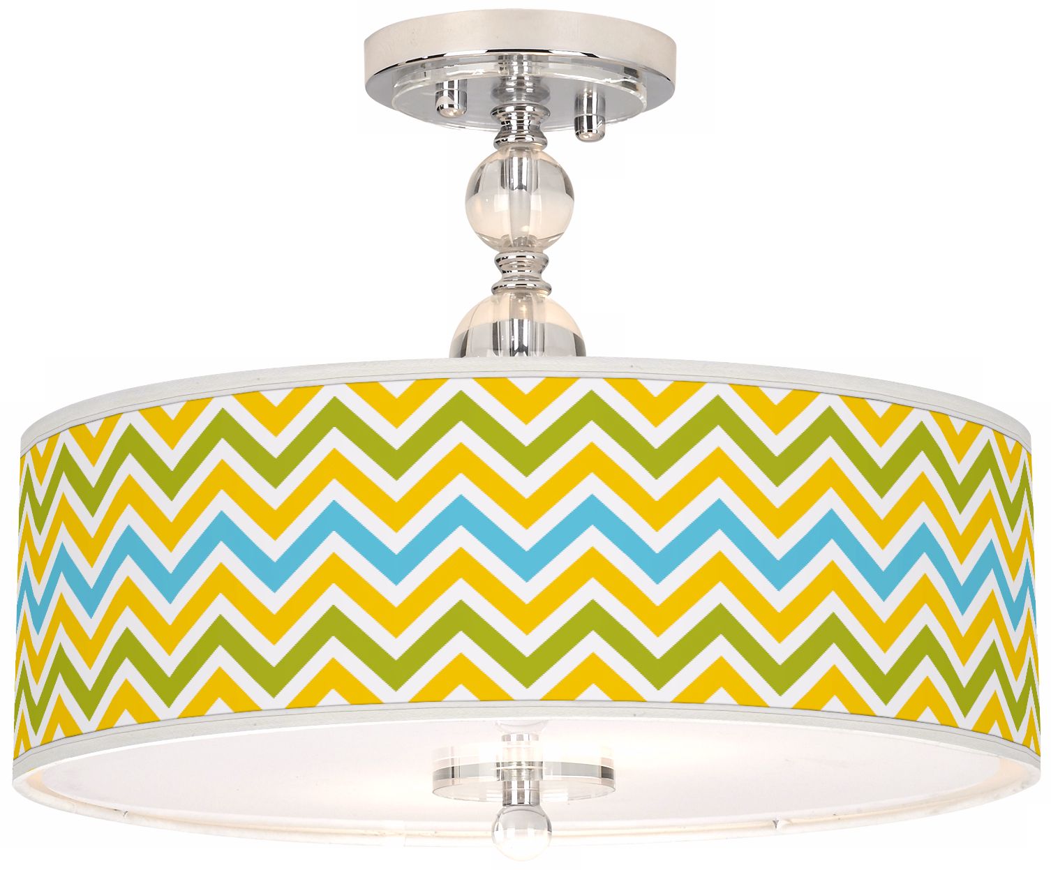 Citrus Zig Zag Giclee 16" Wide Semi-Flush Ceiling Light