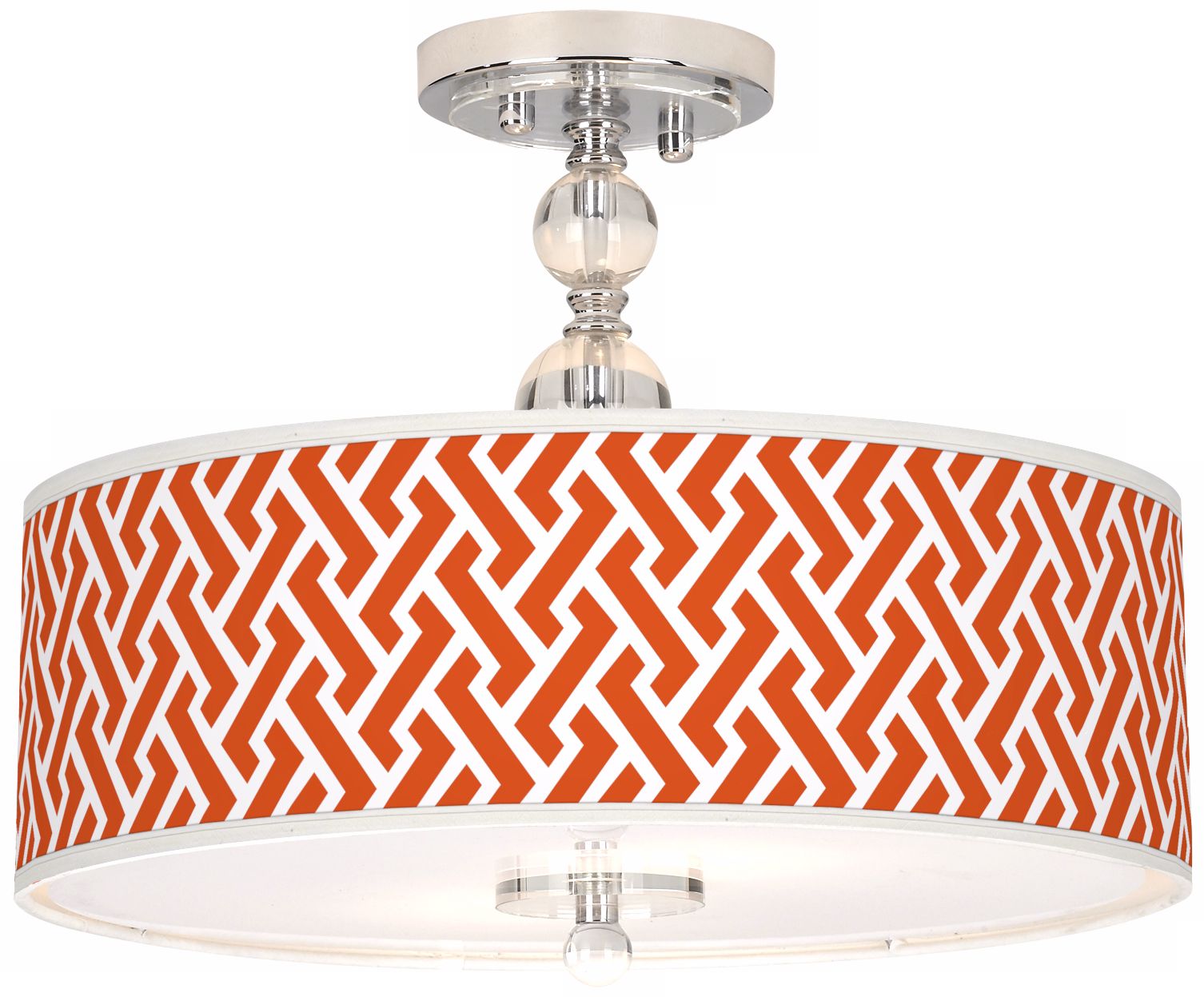 Red Brick Weave Giclee 16" Wide Semi-Flush Ceiling Light