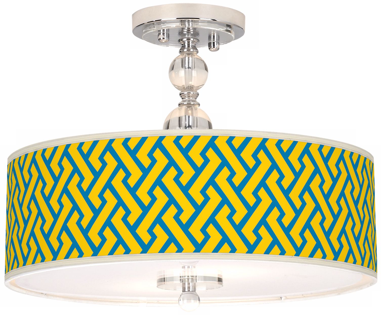 Yellow Brick Weave Giclee 16" Wide Semi-Flush Ceiling Light