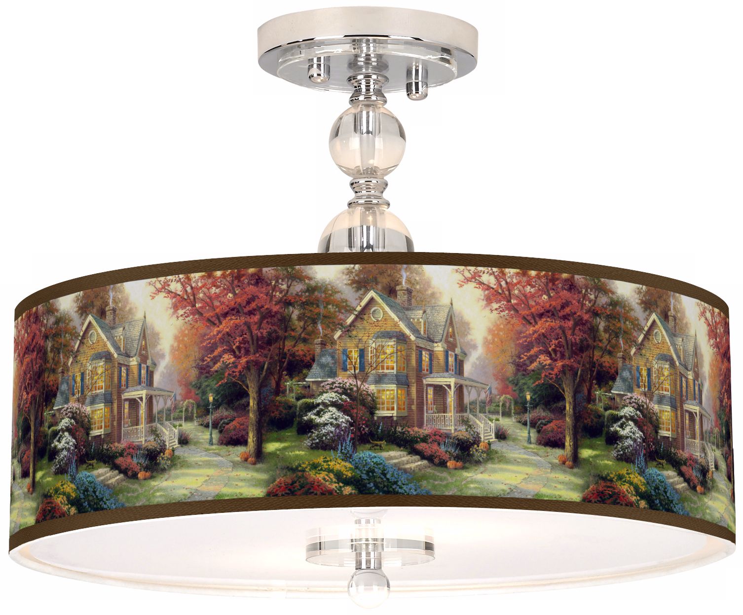 Thomas Kinkade Victorian Autumn 16" Ceiling Light