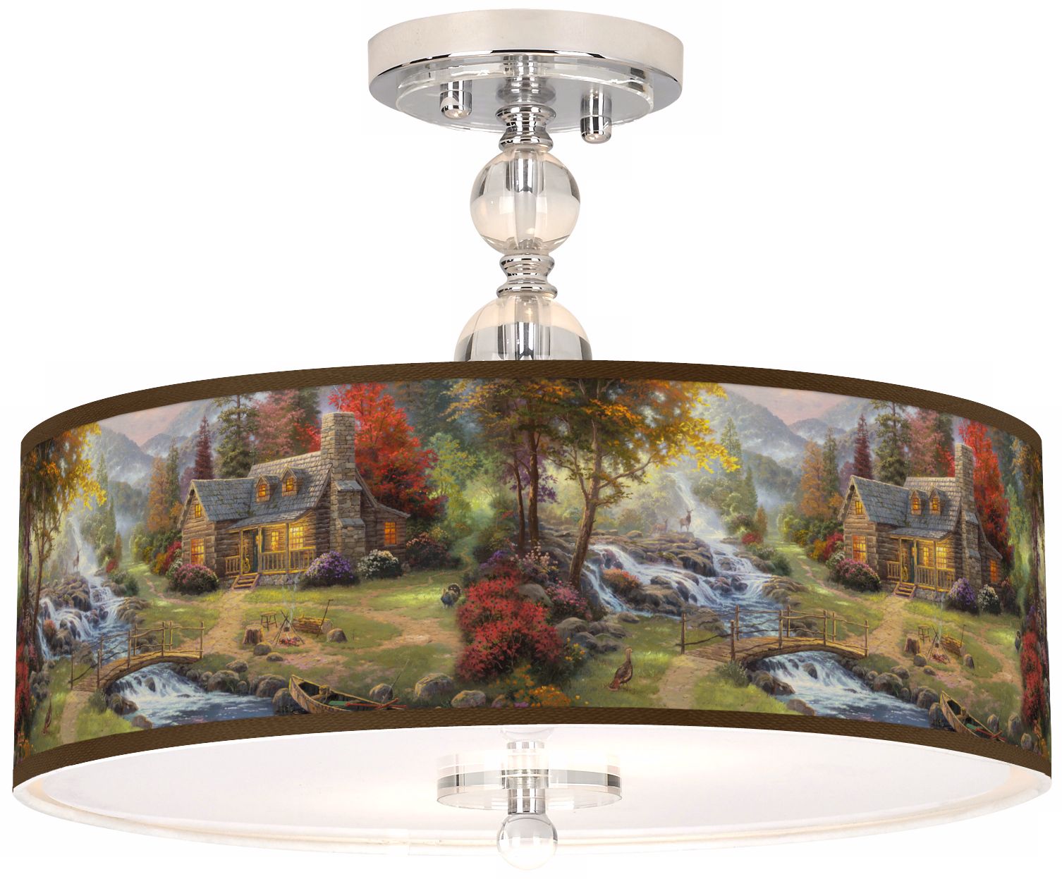 Thomas Kinkade Mountain Paradise 16" Ceiling Light