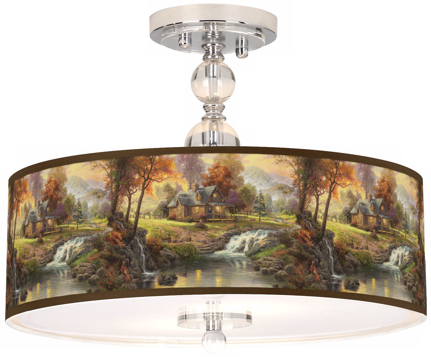 Thomas Kinkade Mountain Retreat 16" Ceiling Light