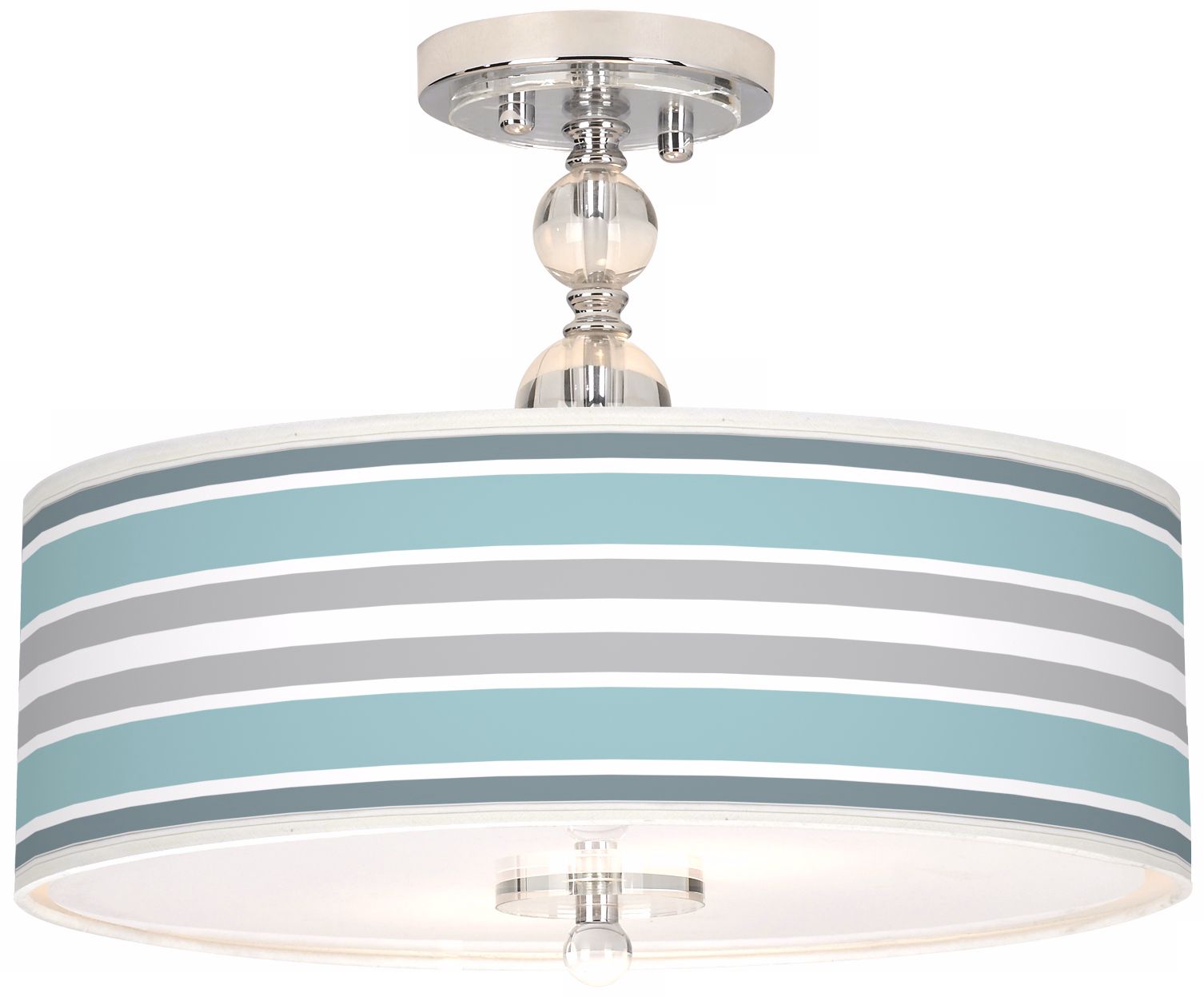 Multi Color Stripes Giclee 16" Wide Semi-Flush Ceiling Light