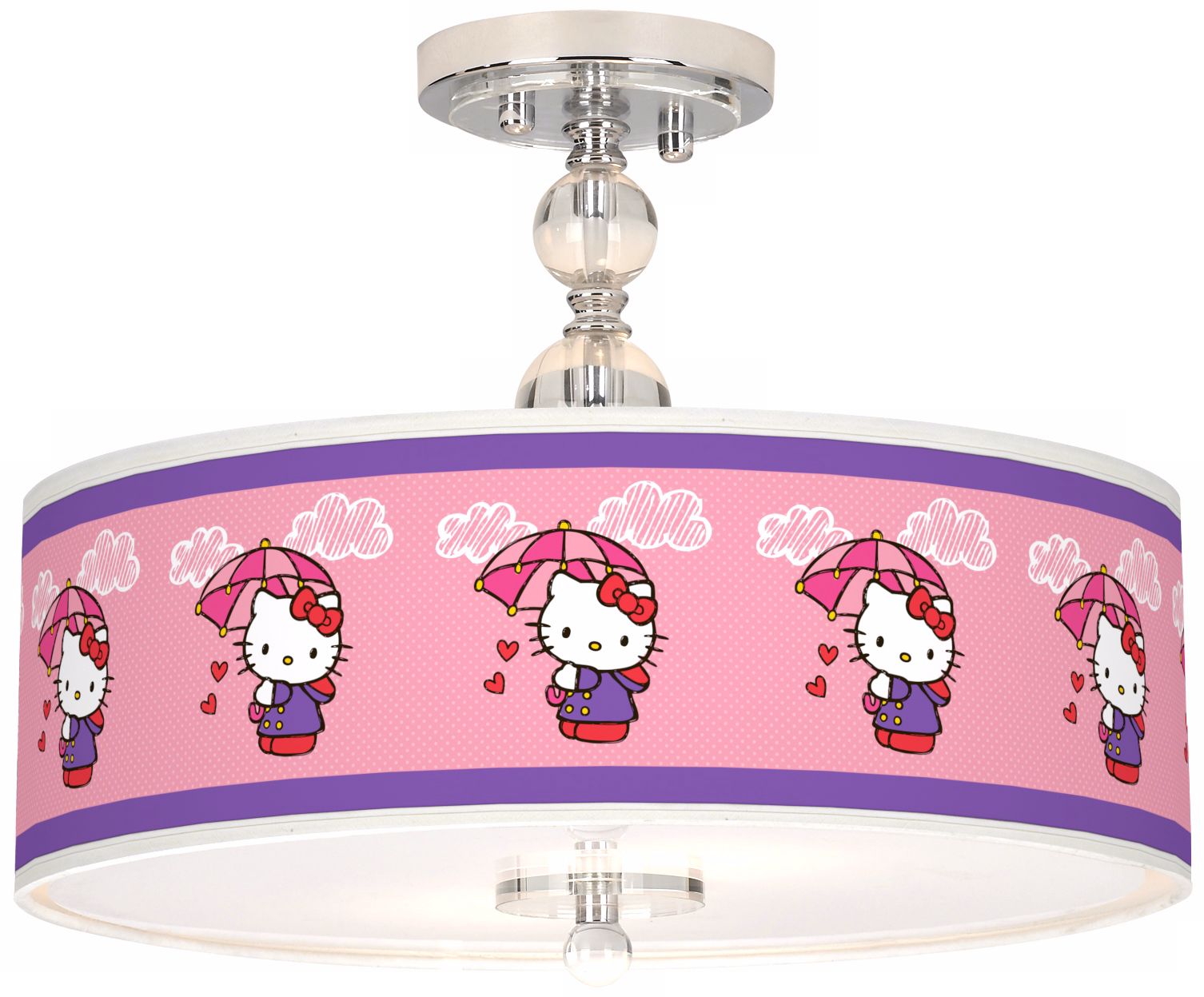 Hello Kitty Rain or Shine 16" Wide Chrome Ceiling Light