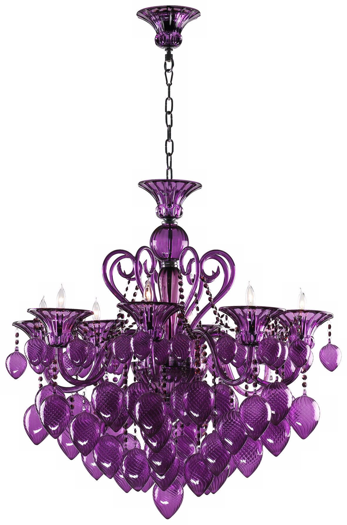Bella Vetro Purple Glass Chandelier