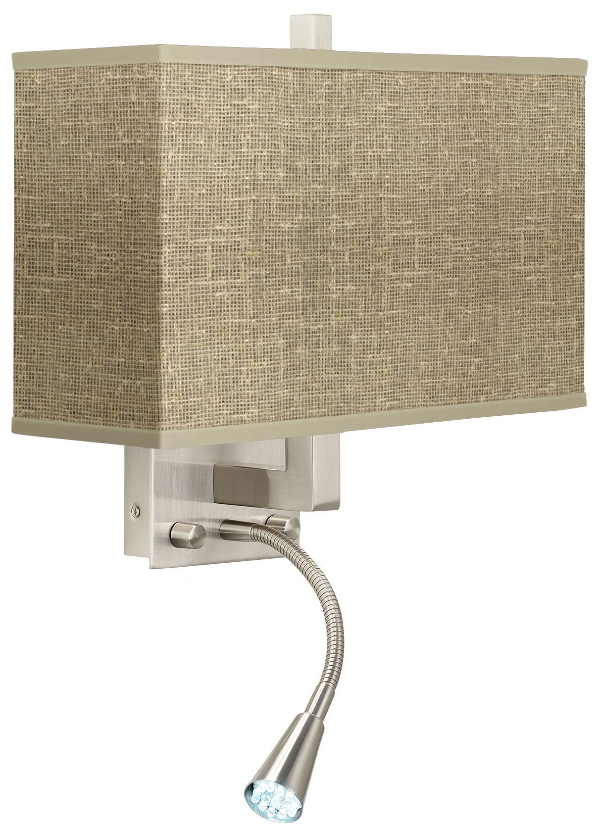 Burlap Print Giclee LED Reading Light Plug-In Sconce