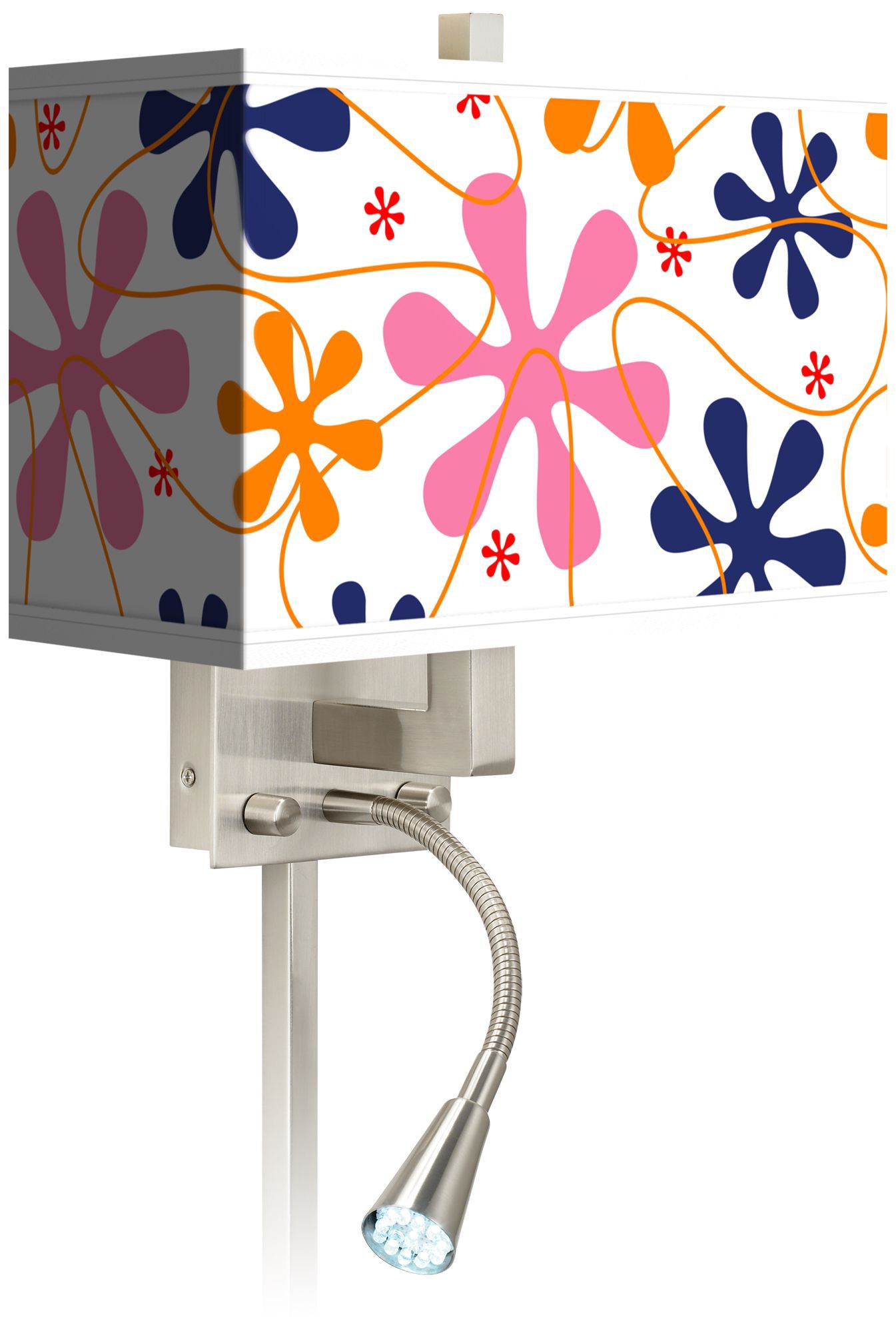 Retro Pink Giclee LED Reading Light Plug-In Sconce