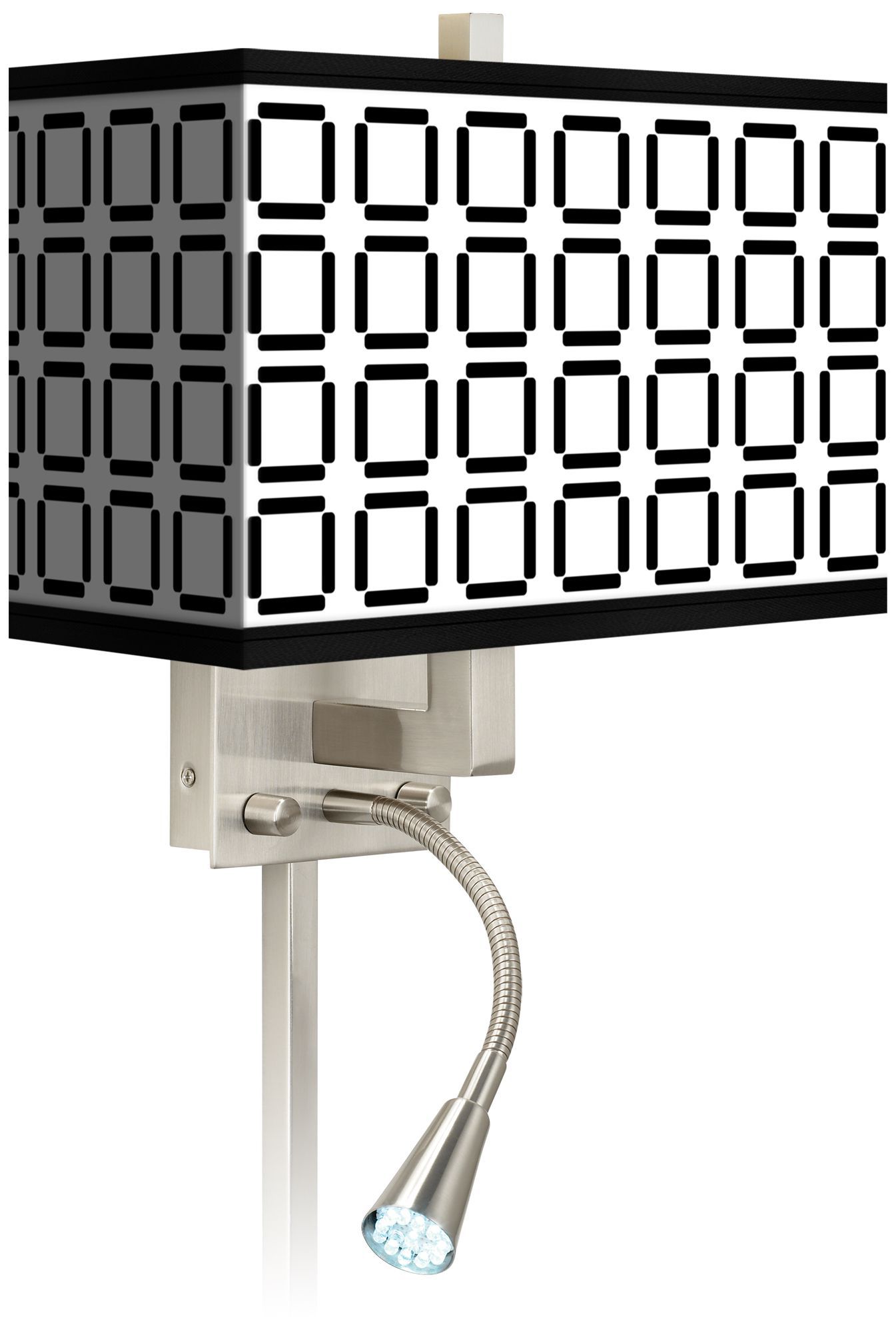 Open Grid Giclee LED Reading Light Plug-In Sconce
