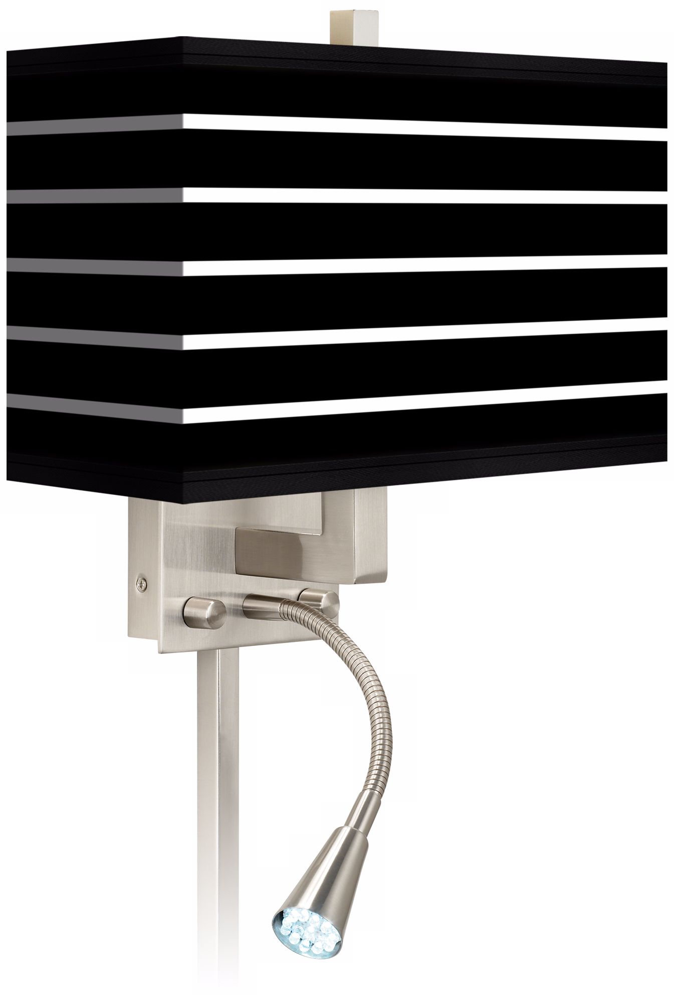 Bold Black Stripe Giclee LED Reading Light Plug-In Sconce