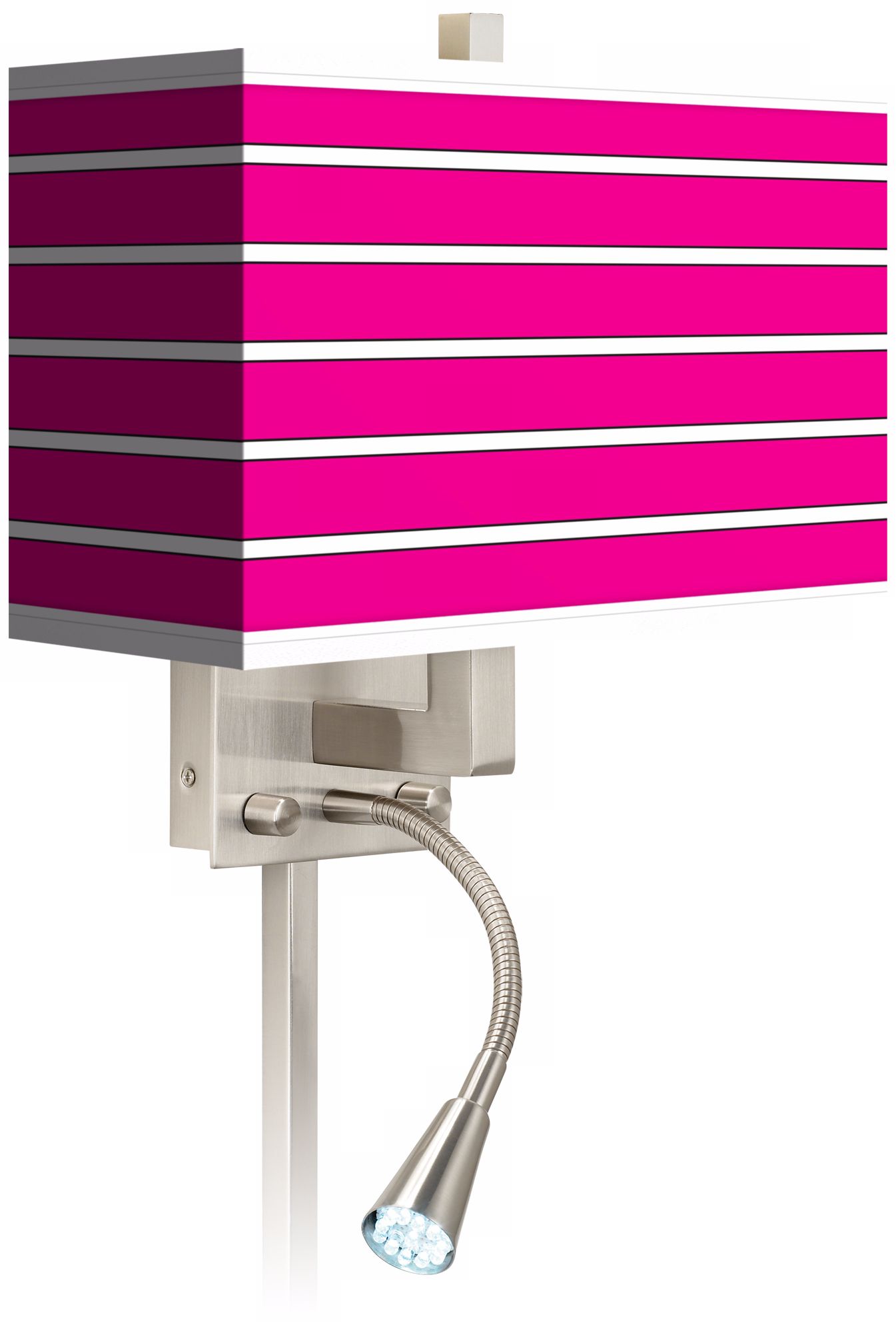 Bold Pink Stripe Giclee LED Reading Light Plug-In Sconce