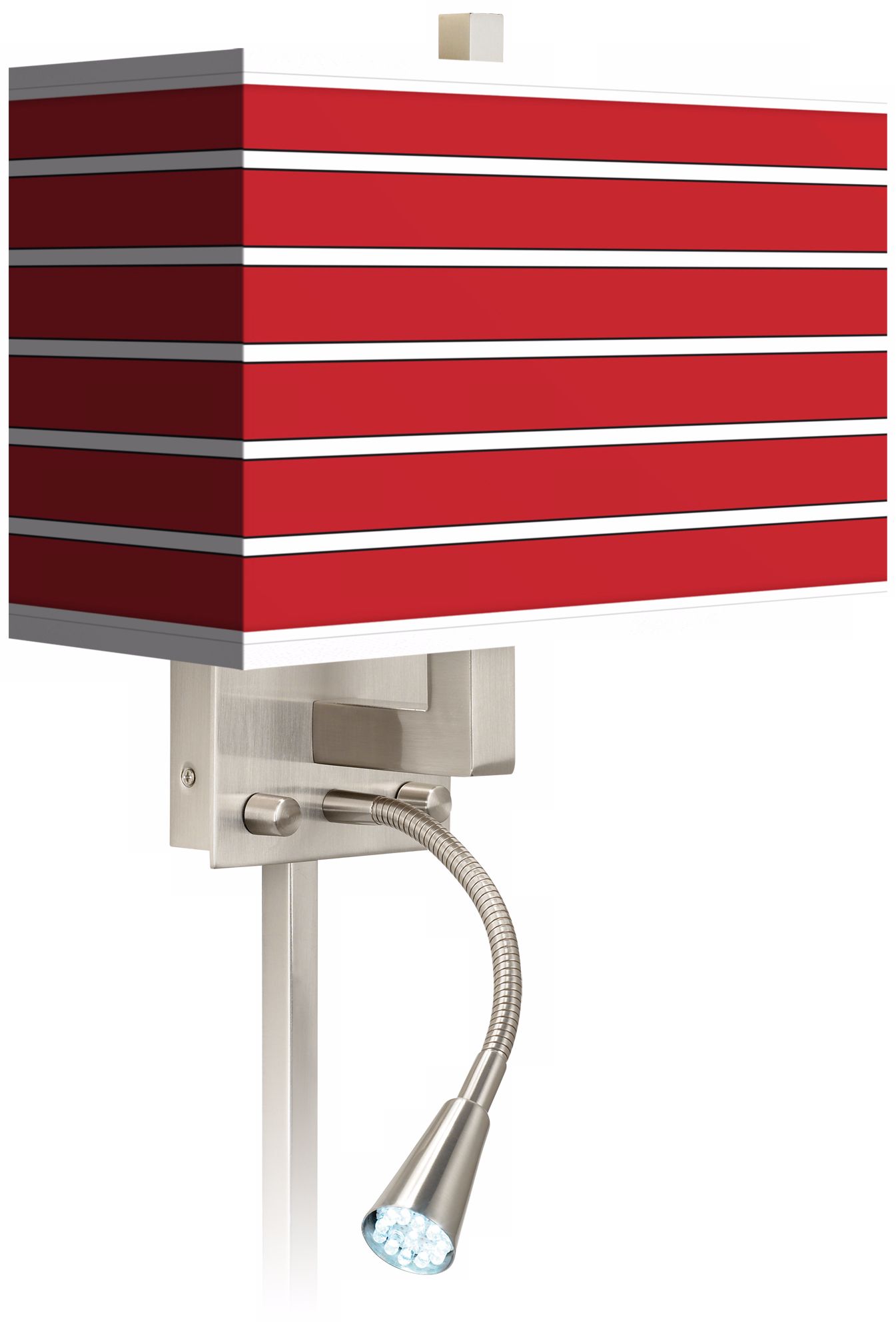 Bold Red Stripe Giclee LED Reading Light Plug-In Sconce