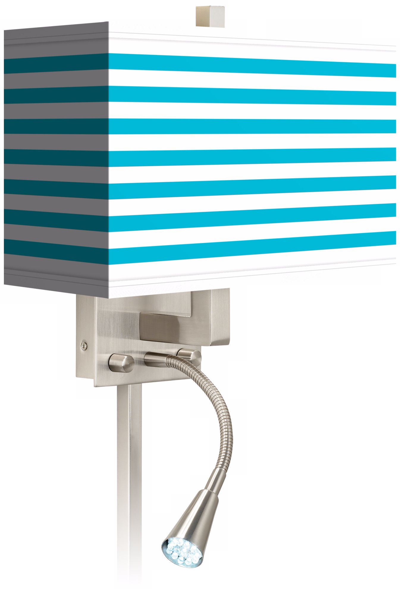 Aqua Horizontal Stripe LED Reading Light Plug-In Sconce