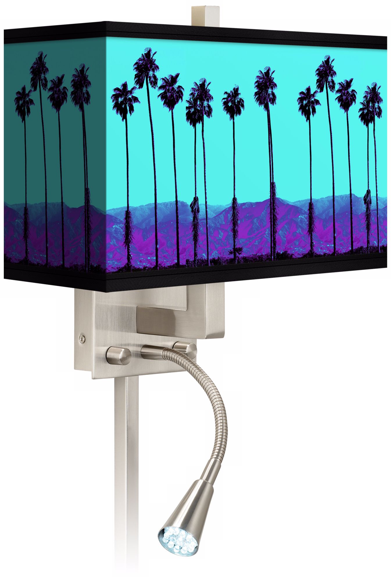 Palm Tree Haze Giclee LED Reading Light Plug-In Sconce