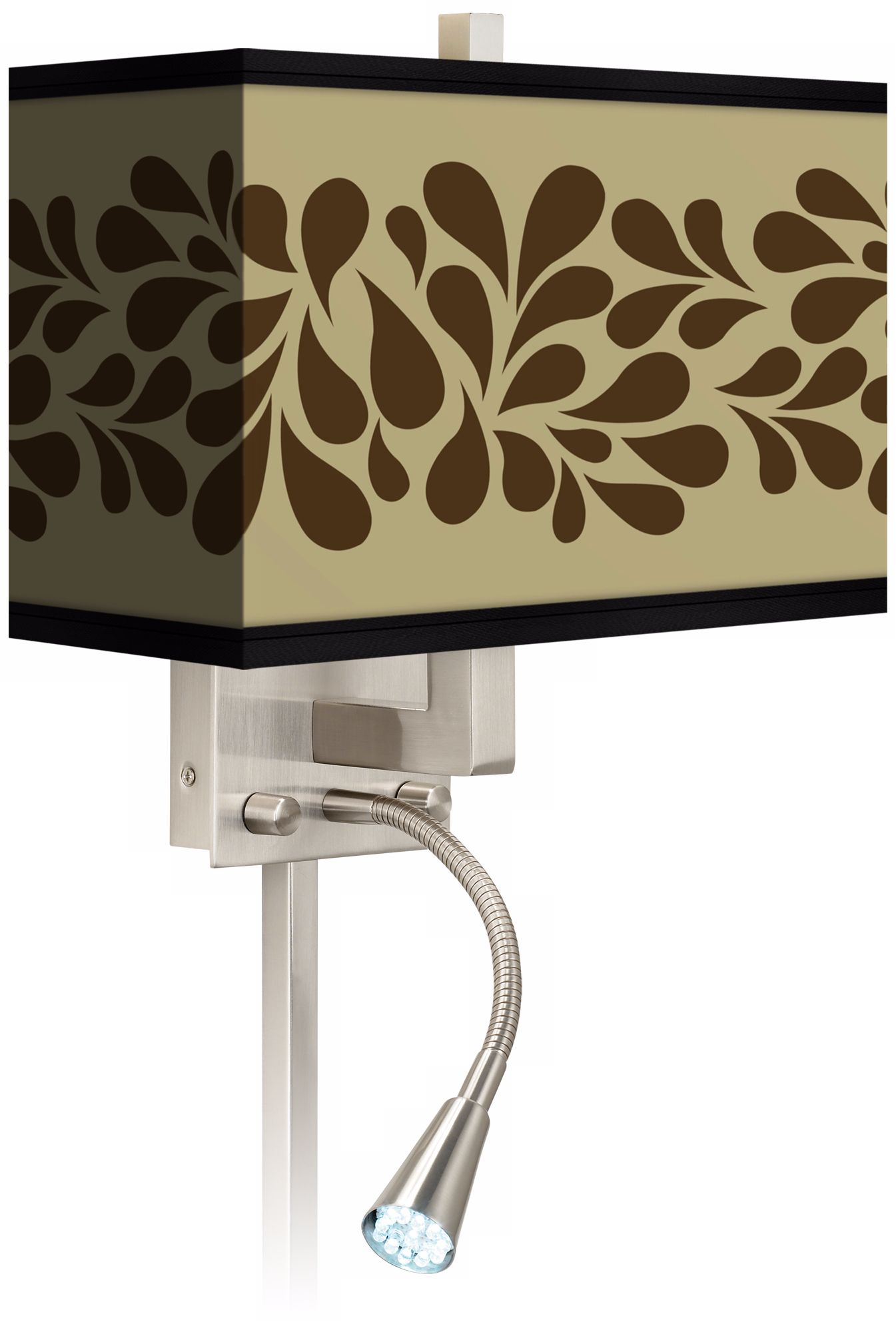 Brown Splash On Tan Giclee LED Reading Light Plug-In Sconce