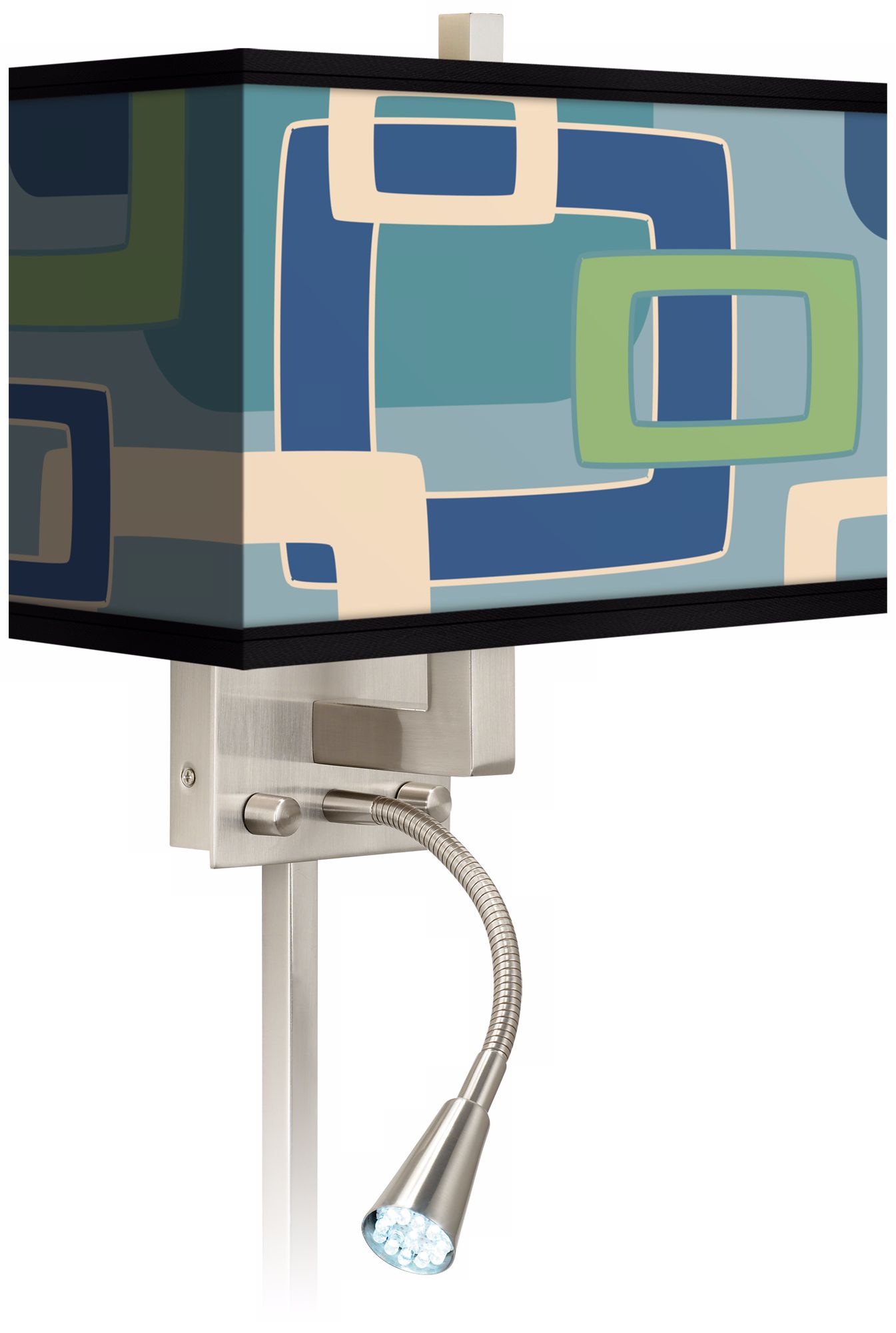 Retro Rectangles Giclee LED Reading Light Plug-In Sconce