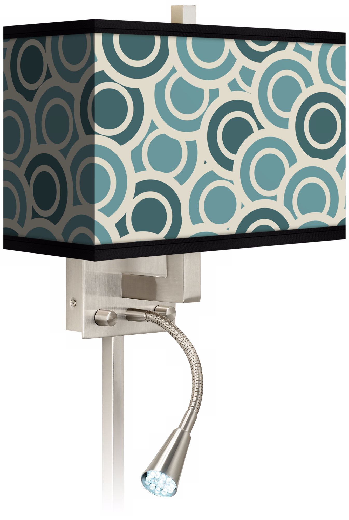 Blue and Green Circles LED Reading Light Plug-In Sconce
