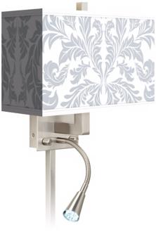 Silver Baroque Giclee LED Reading Light Plug In Sconce N8671 P7114