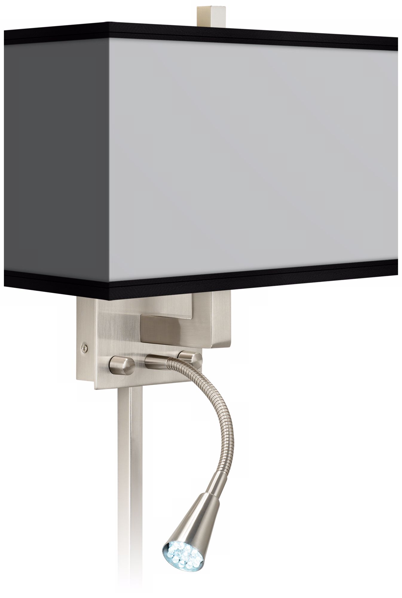 All Silver Giclee LED Reading Light Plug-In Sconce