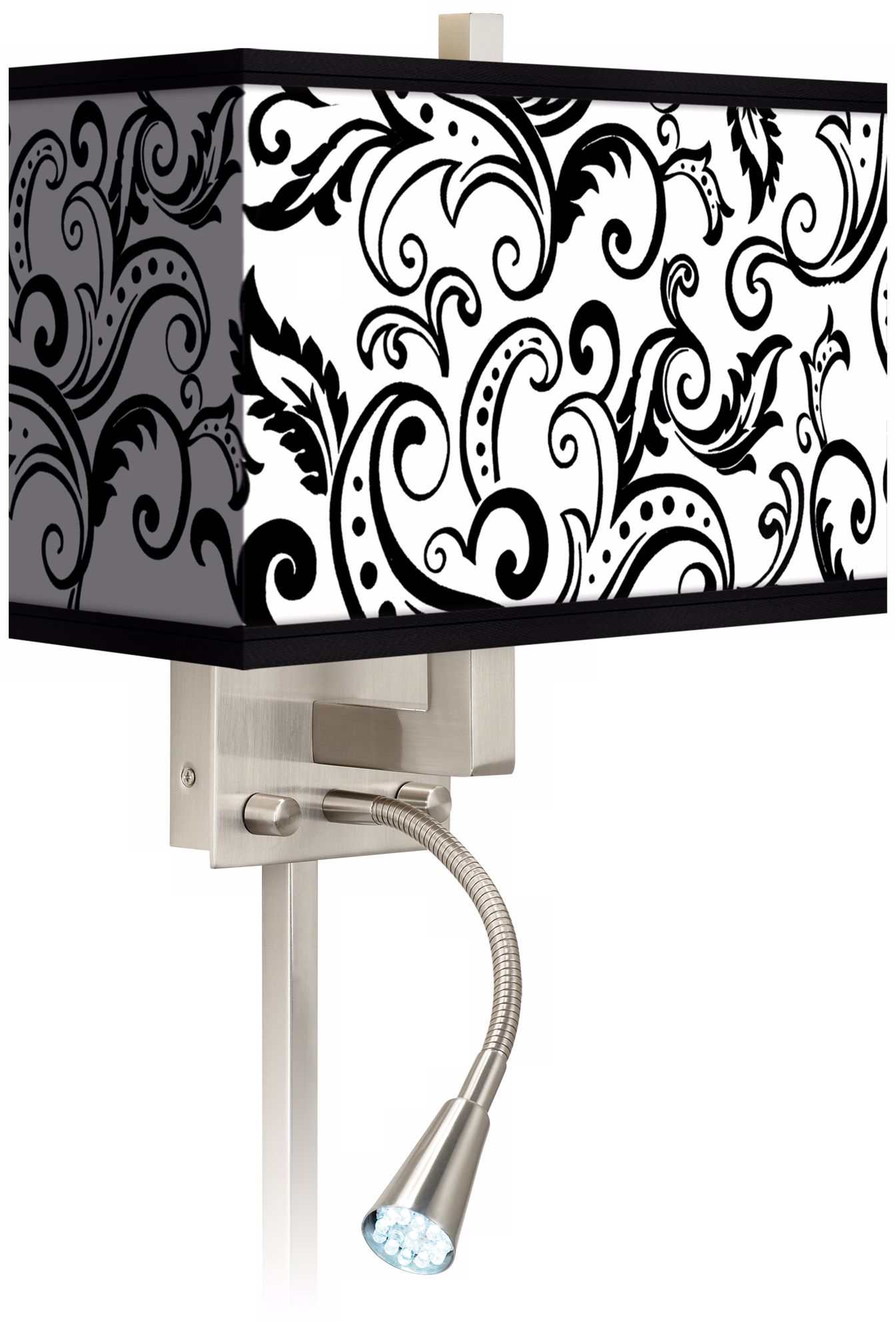 Regency Black Giclee LED Reading Light Plug-In Sconce