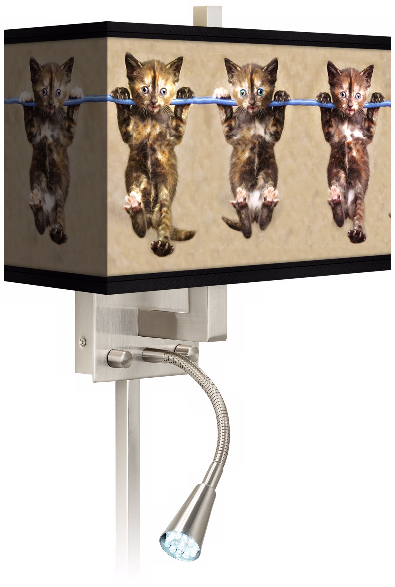 Cool Cat Giclee LED Reading Light Plug-In Sconce