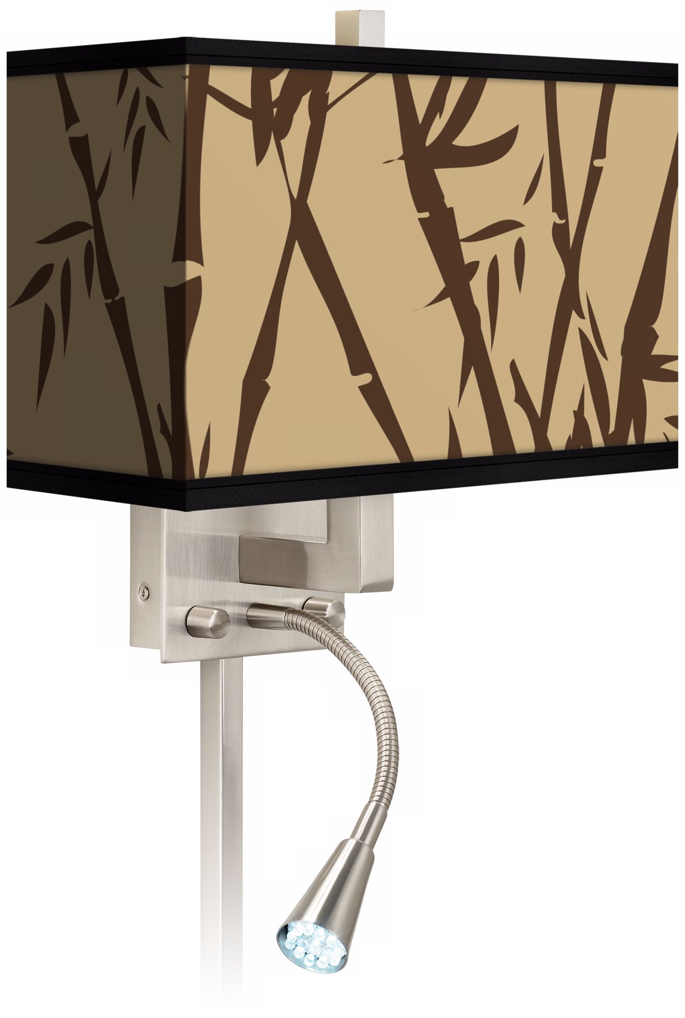 Earth Bamboo Giclee LED Reading Light Plug-In Sconce