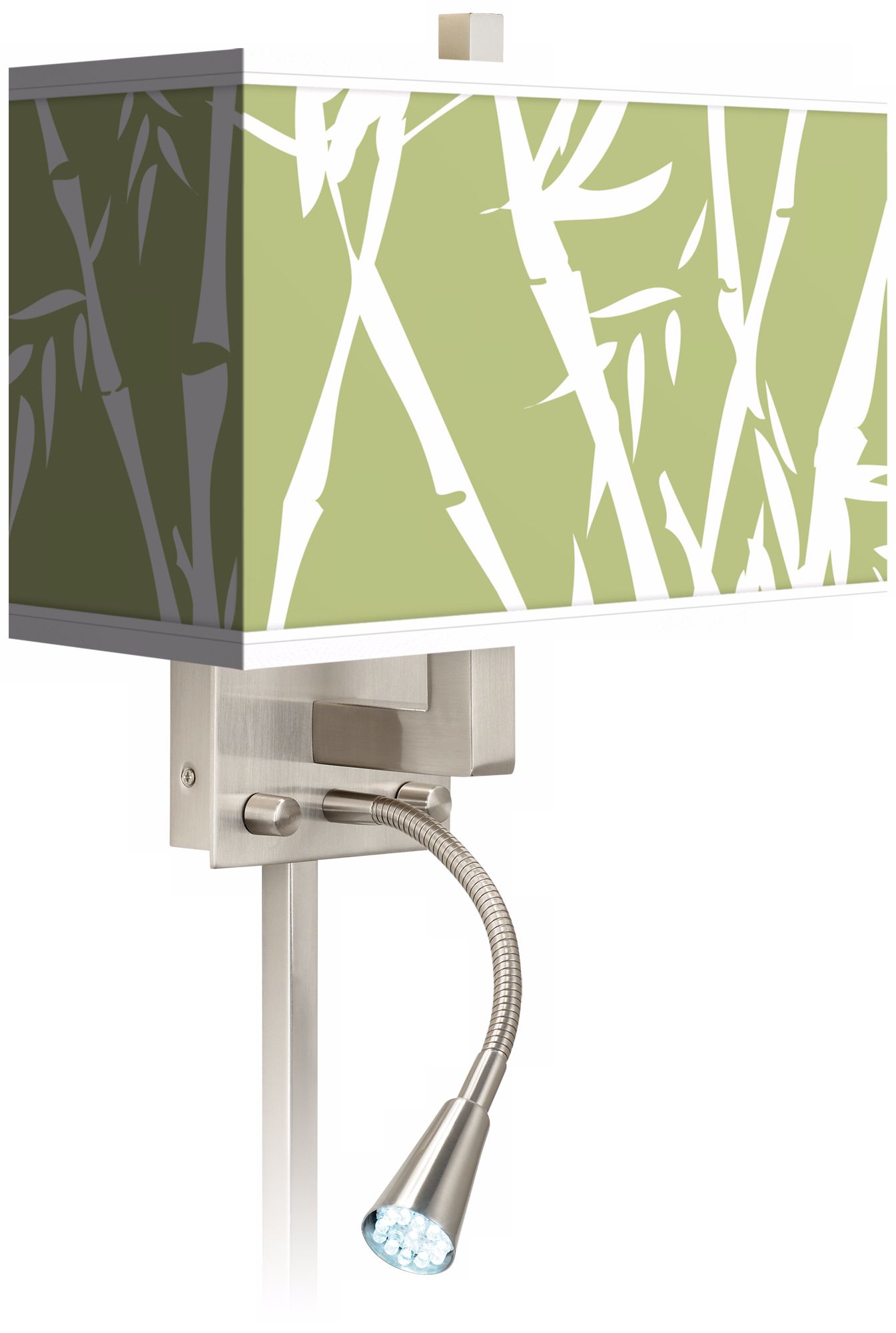 Lush Bamboo Giclee LED Reading Light Plug-In Sconce