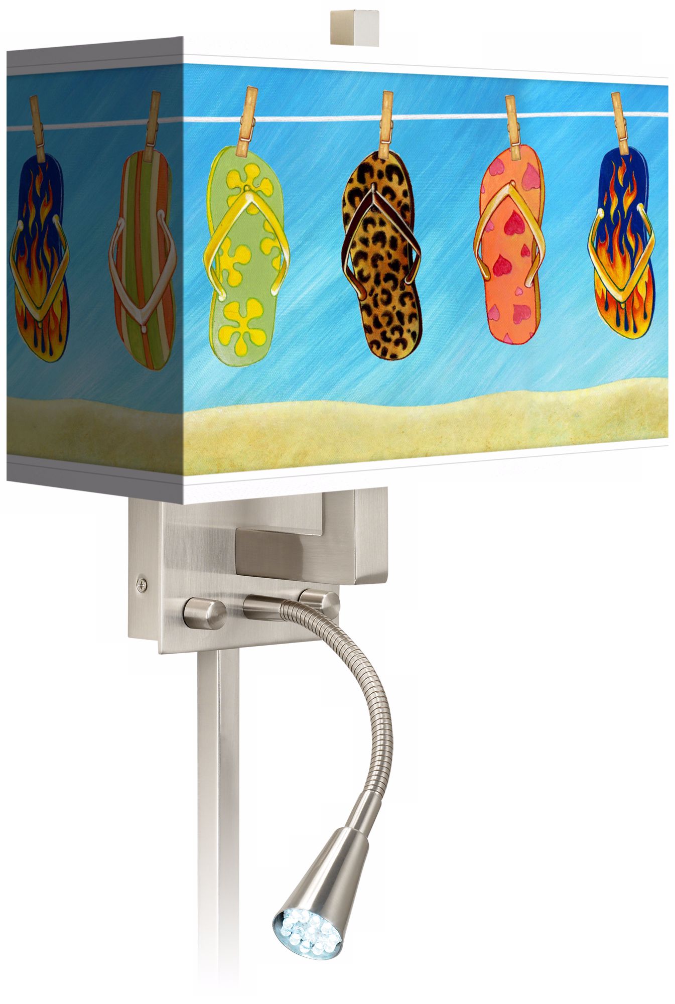 Summer Flip-Flops Giclee LED Reading Light Plug-In Sconce