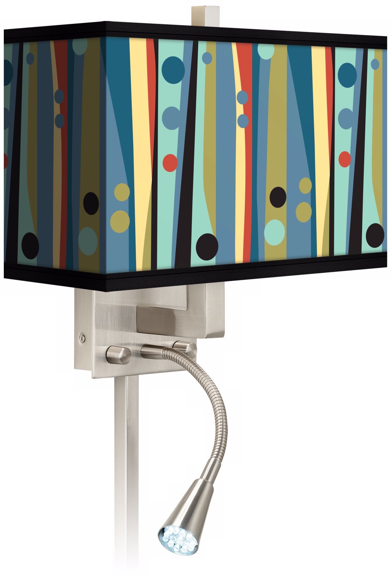 Pastel Dots Vertical Giclee LED Reading Light Plug-In Sconce