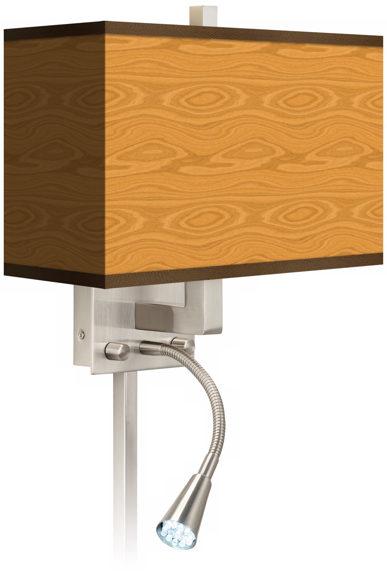 Wood Grain Giclee LED Reading Light Plug-In Sconce