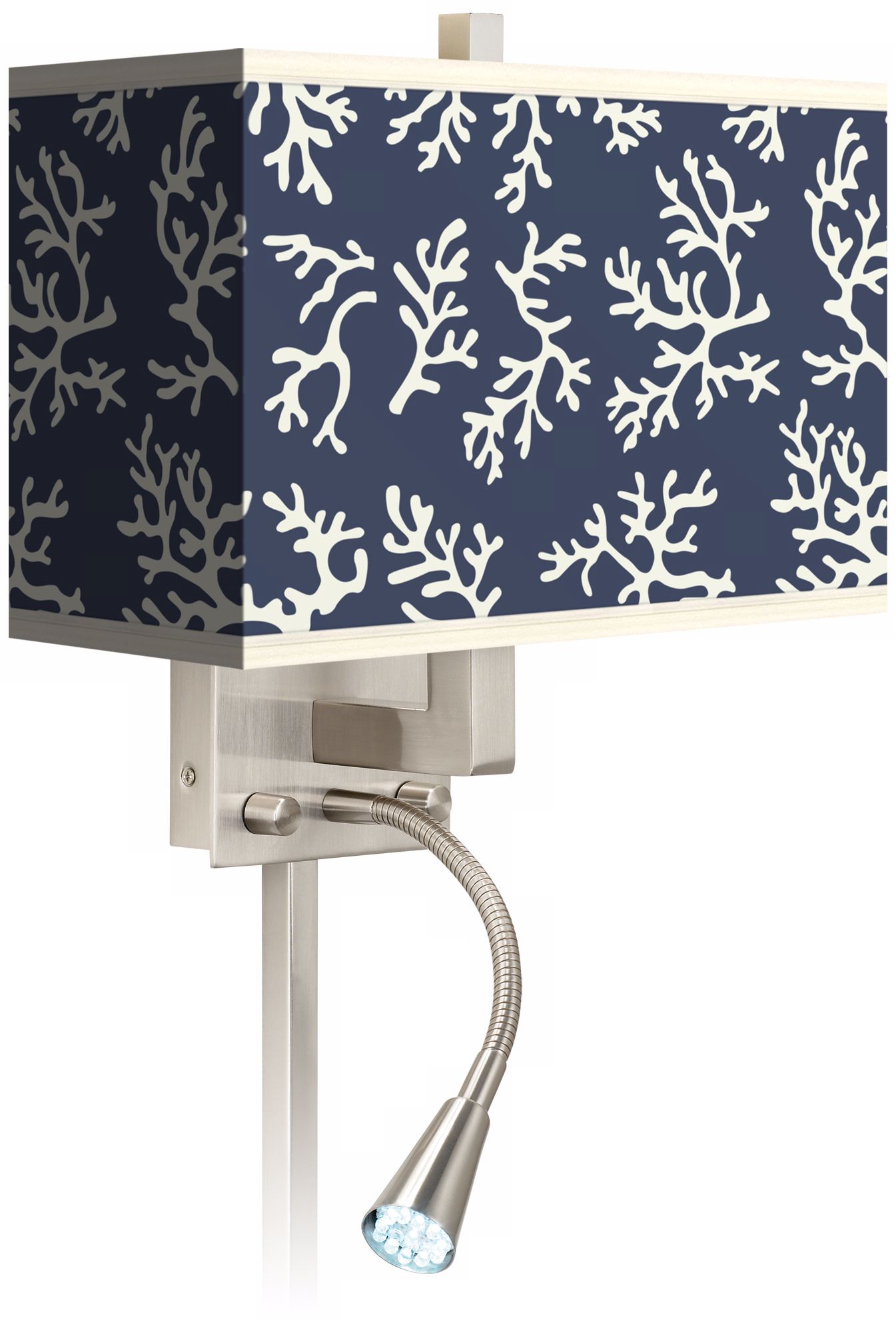 Prussian Coral Giclee LED Reading Light Plug-In Sconce