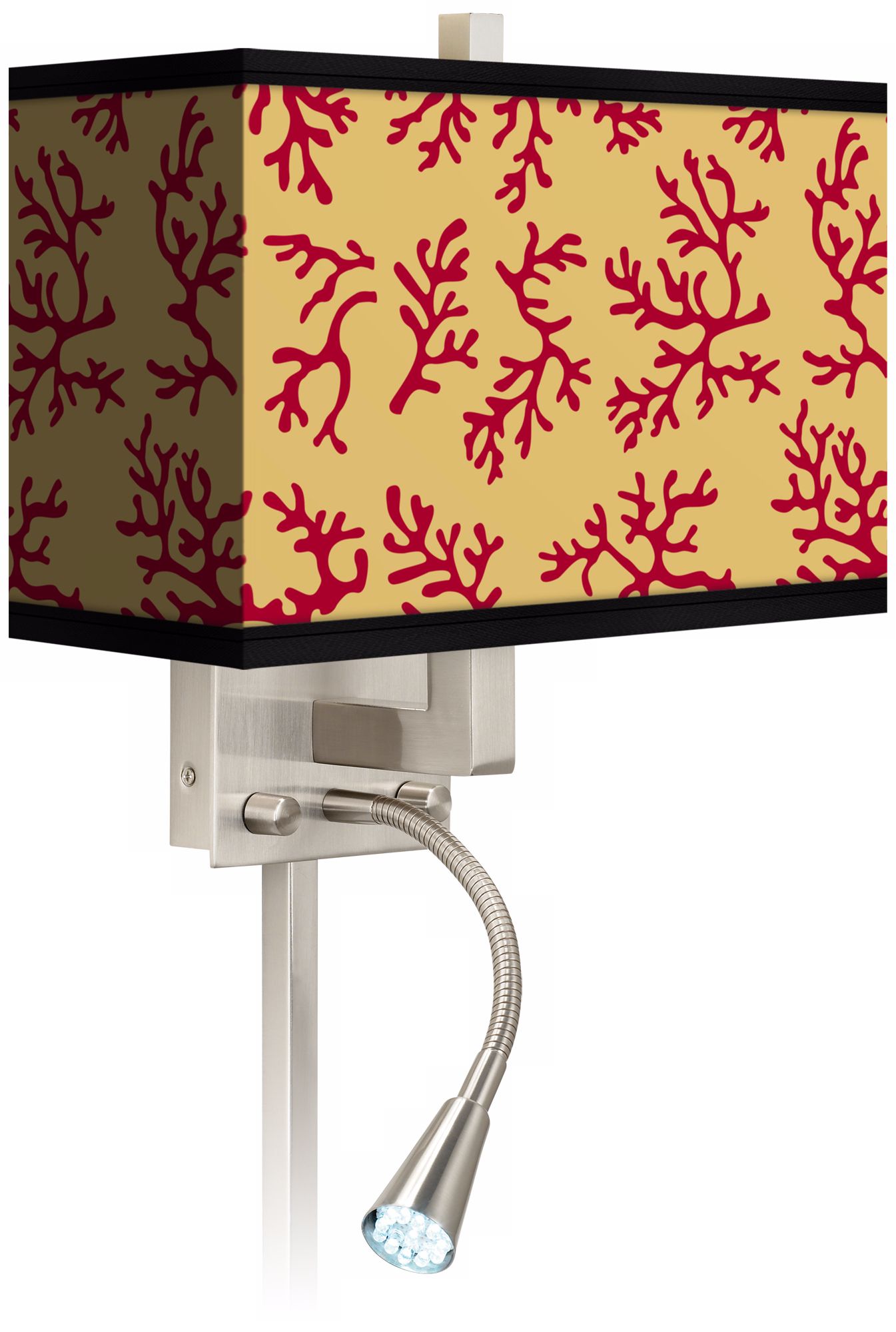 Crimson Coral Giclee LED Reading Light Plug-In Sconce