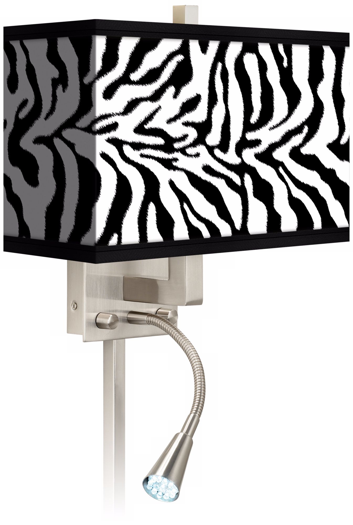 Safari Zebra Giclee LED Reading Light Plug-In Sconce