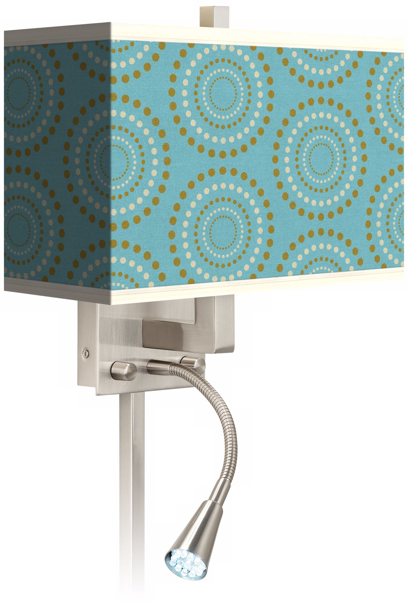 Blue Calliope Linen Giclee LED Reading Light Plug-In Sconce