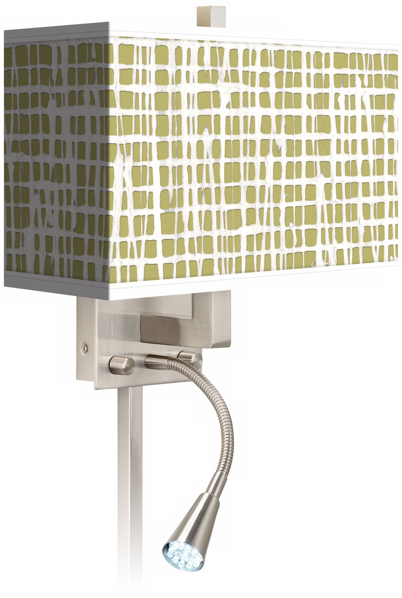 Ecru Screen Linen Giclee LED Reading Light Plug-In Sconce