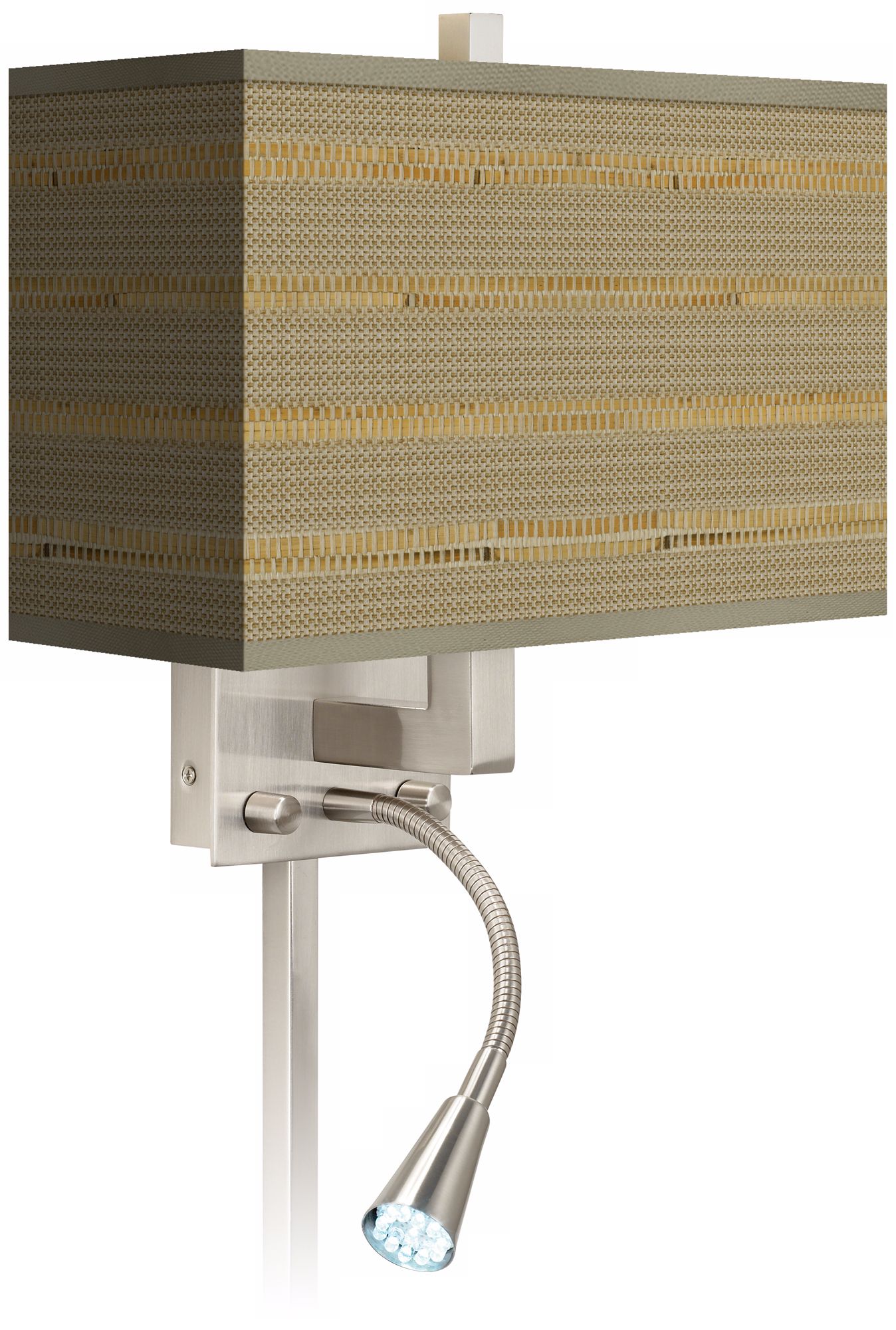 Woven Reed Giclee LED Reading Light Plug-In Sconce