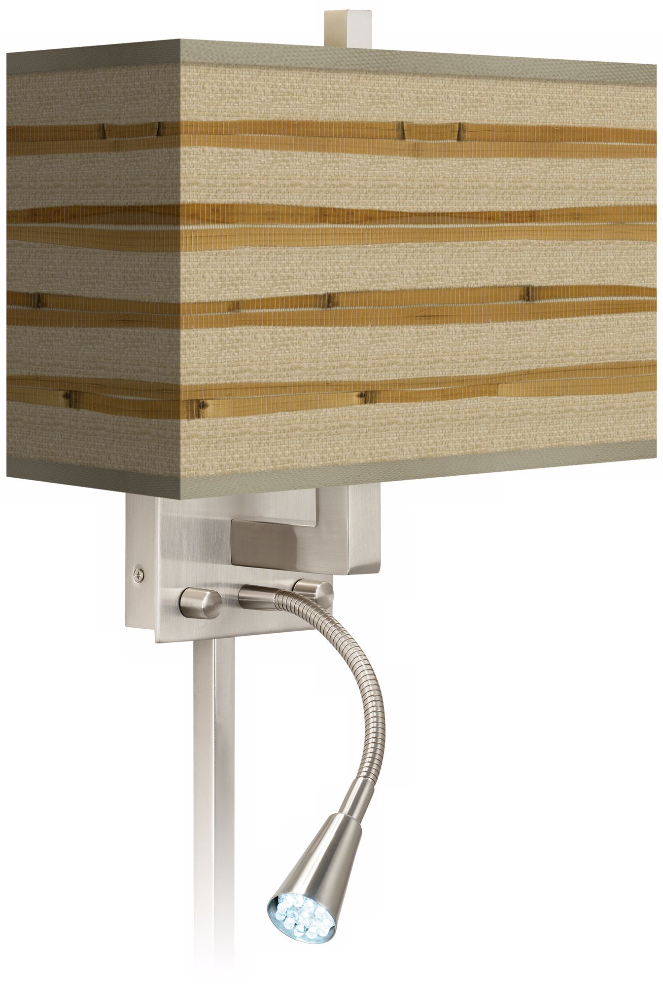 Bamboo Wrap Giclee LED Reading Light Plug-In Sconce