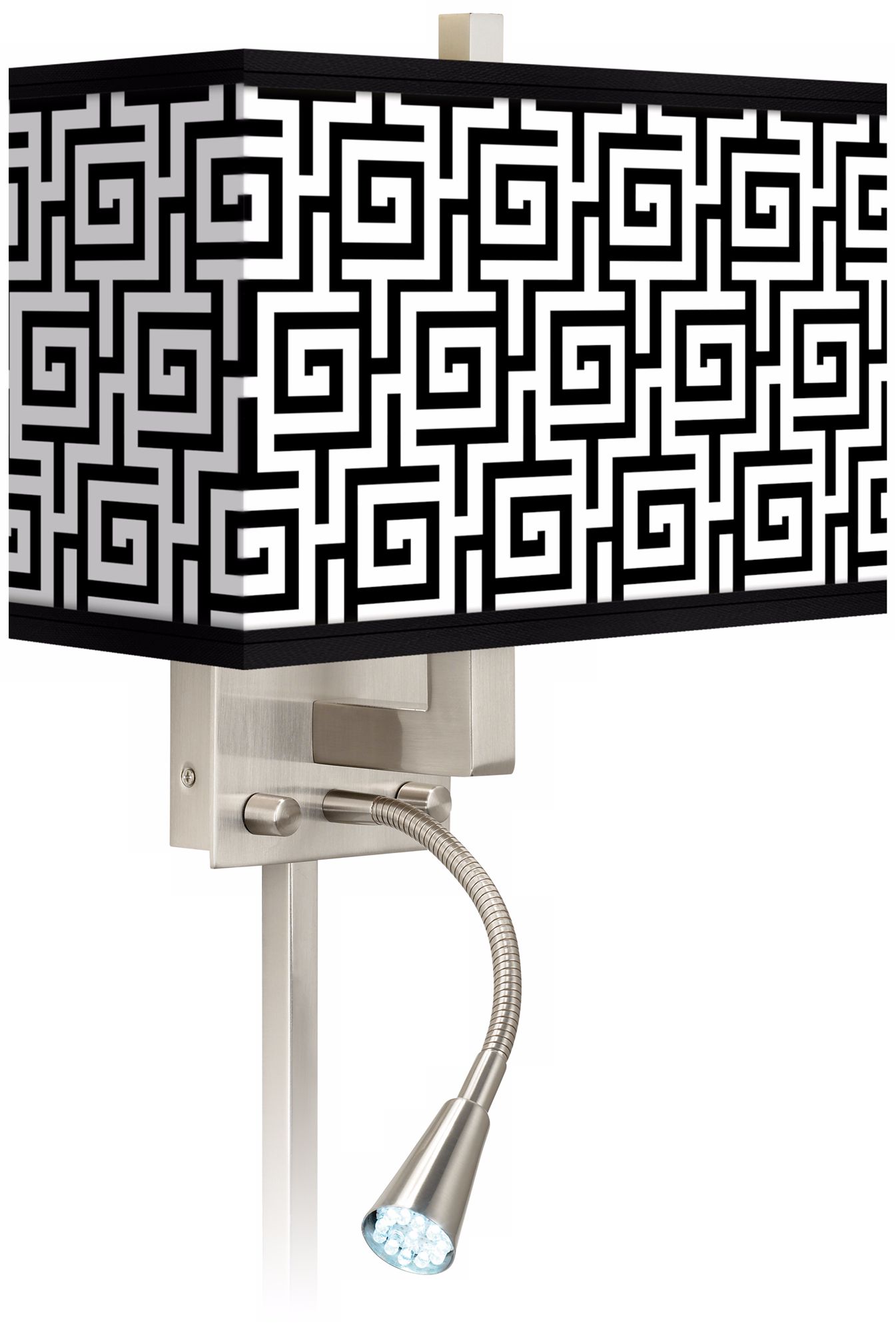 Greek Key Giclee LED Reading Light Plug-In Sconce